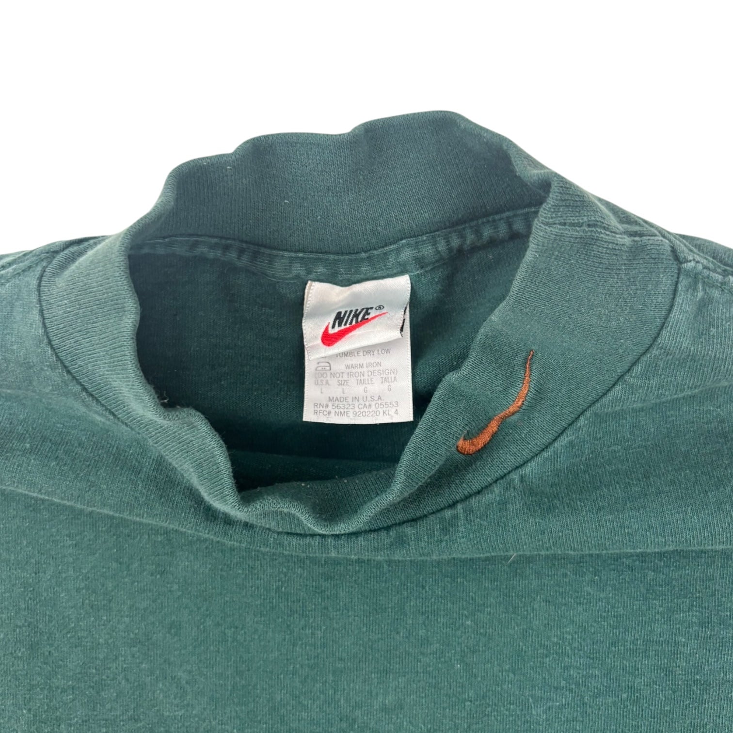 Vintage Nike Mock Neck Long Sleeve Shirt Dark Green