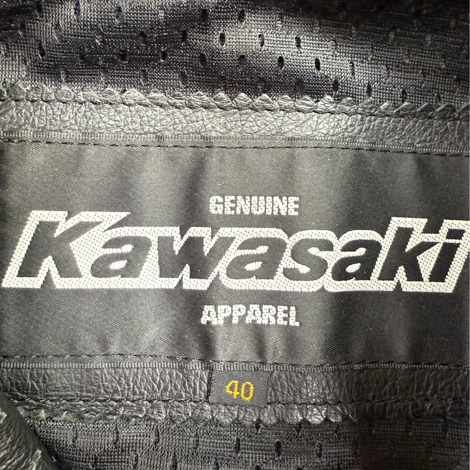 Vintage Kawasaki Leather Moto Jacket Black