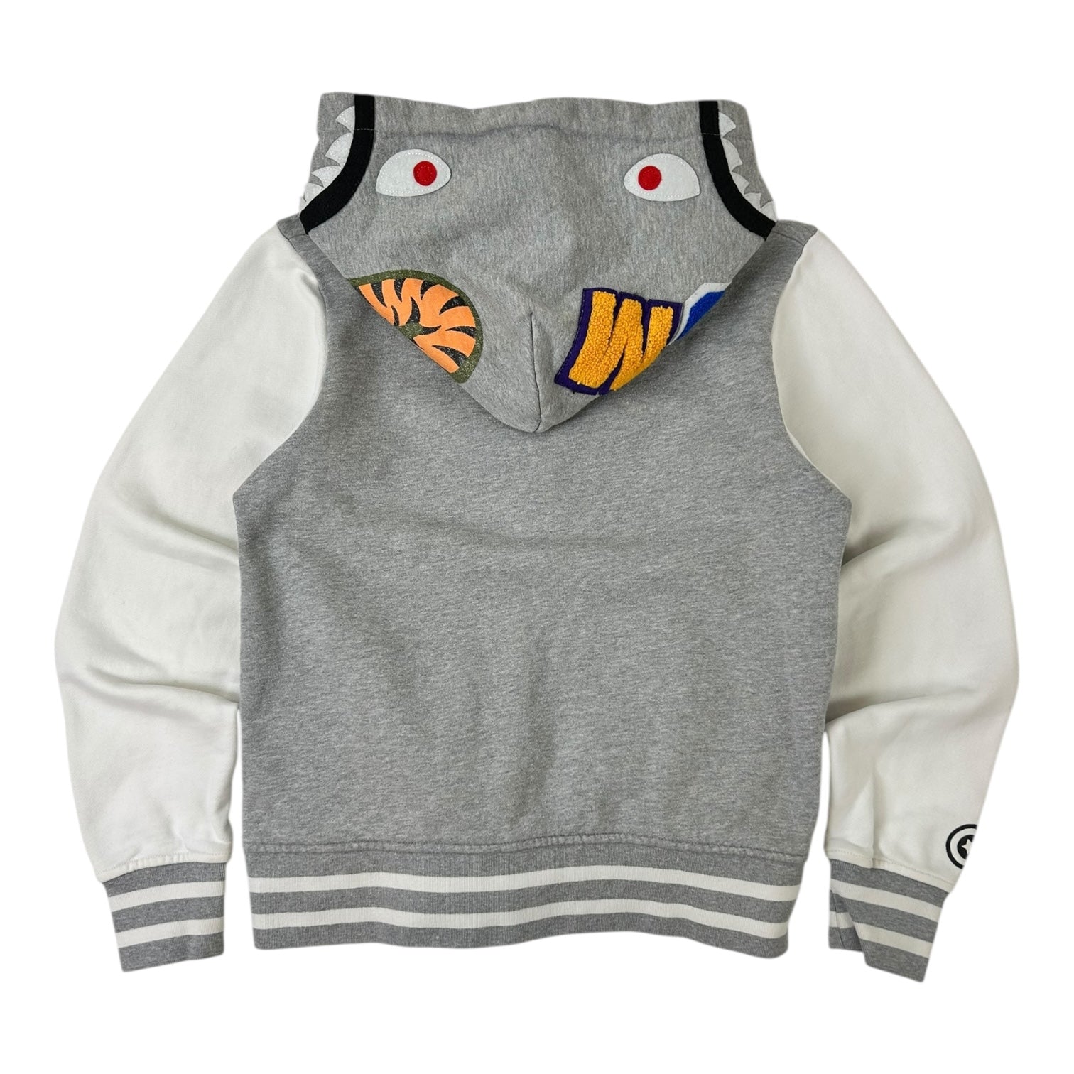 Bape Shark Sweat Varsity Hoodie Jacket Grey/White