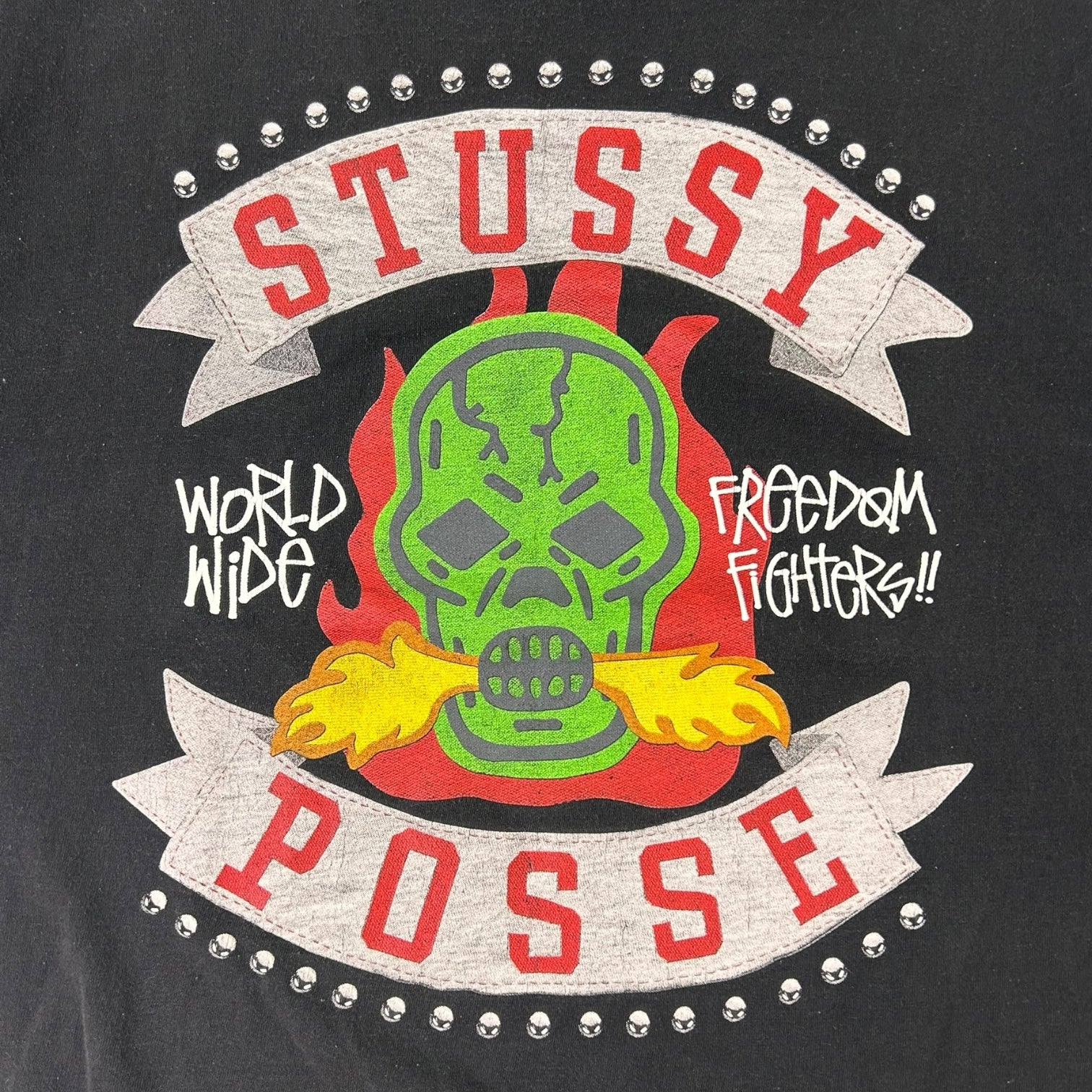 Vintage Stussy World Of Pose Skull T-Shirt Black