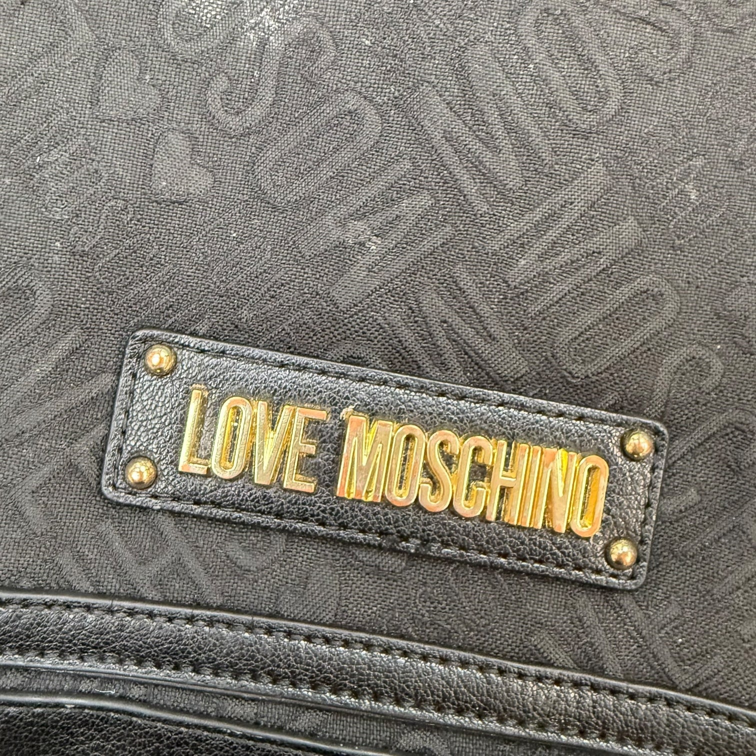Love Moschino Faux Leather-trimmed Jacquard Shoulder Bag Black