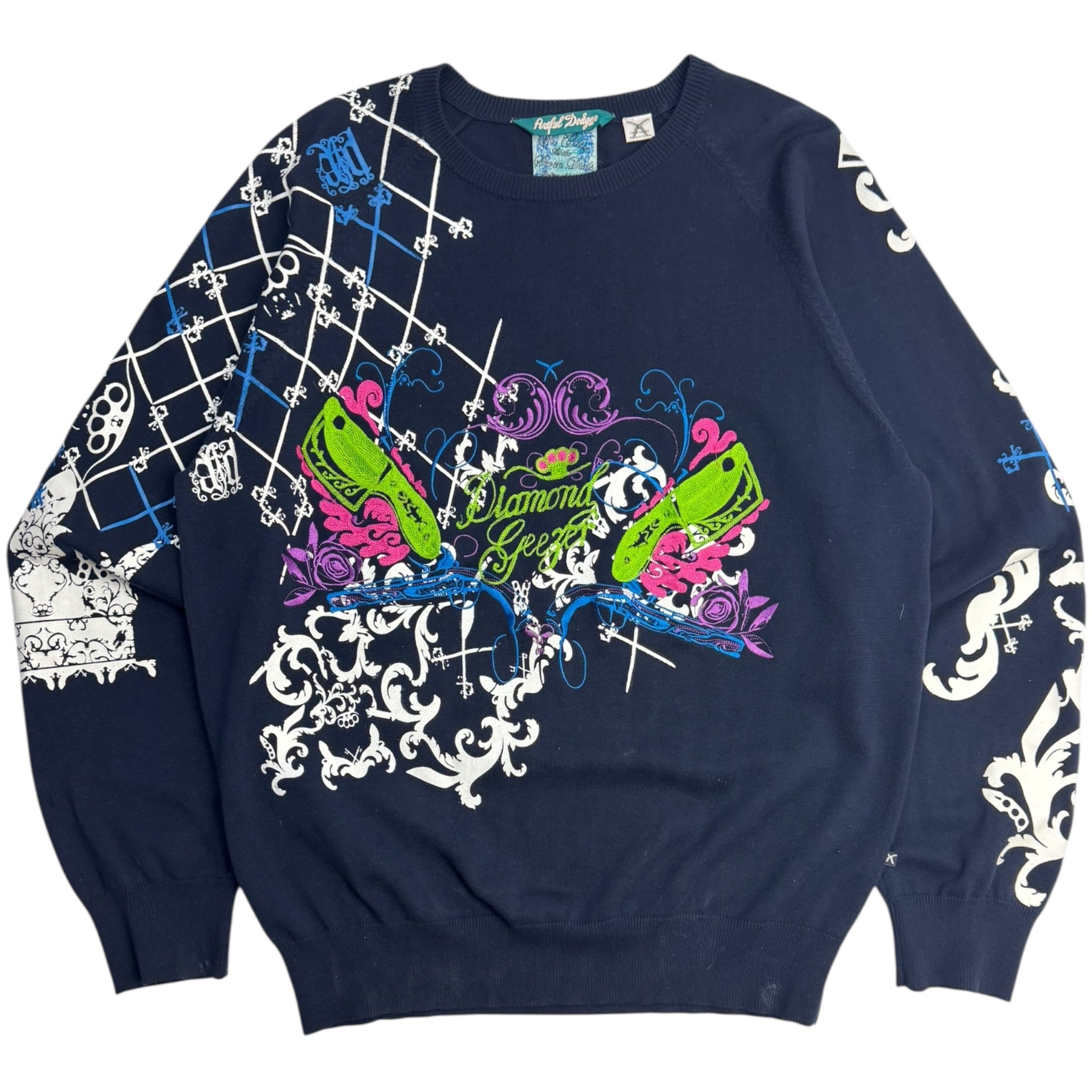 Y2K Artful Dodger Embroidered Knit Sweater