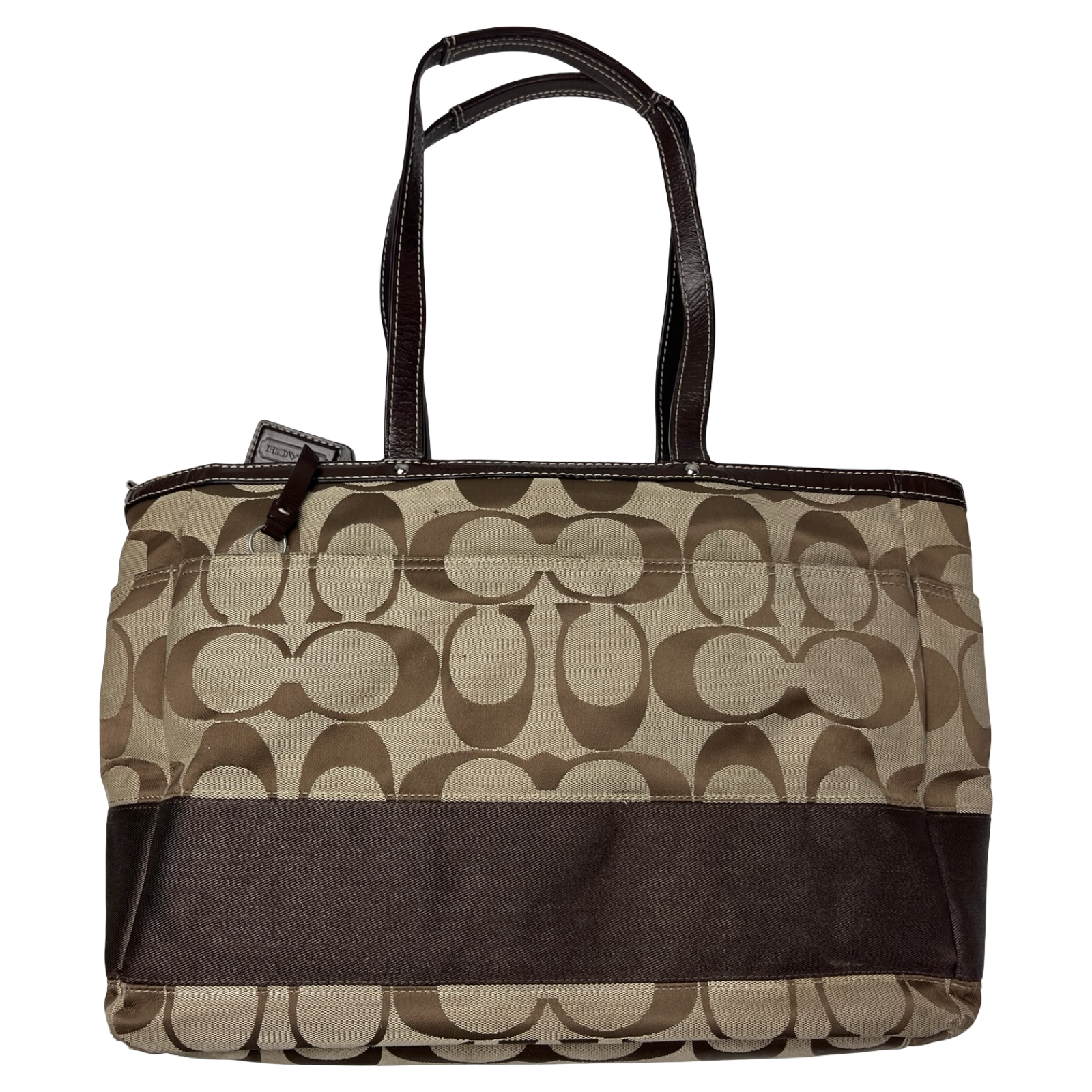 (W) Coach Signature Monogram Tote Bag Beige/Brown