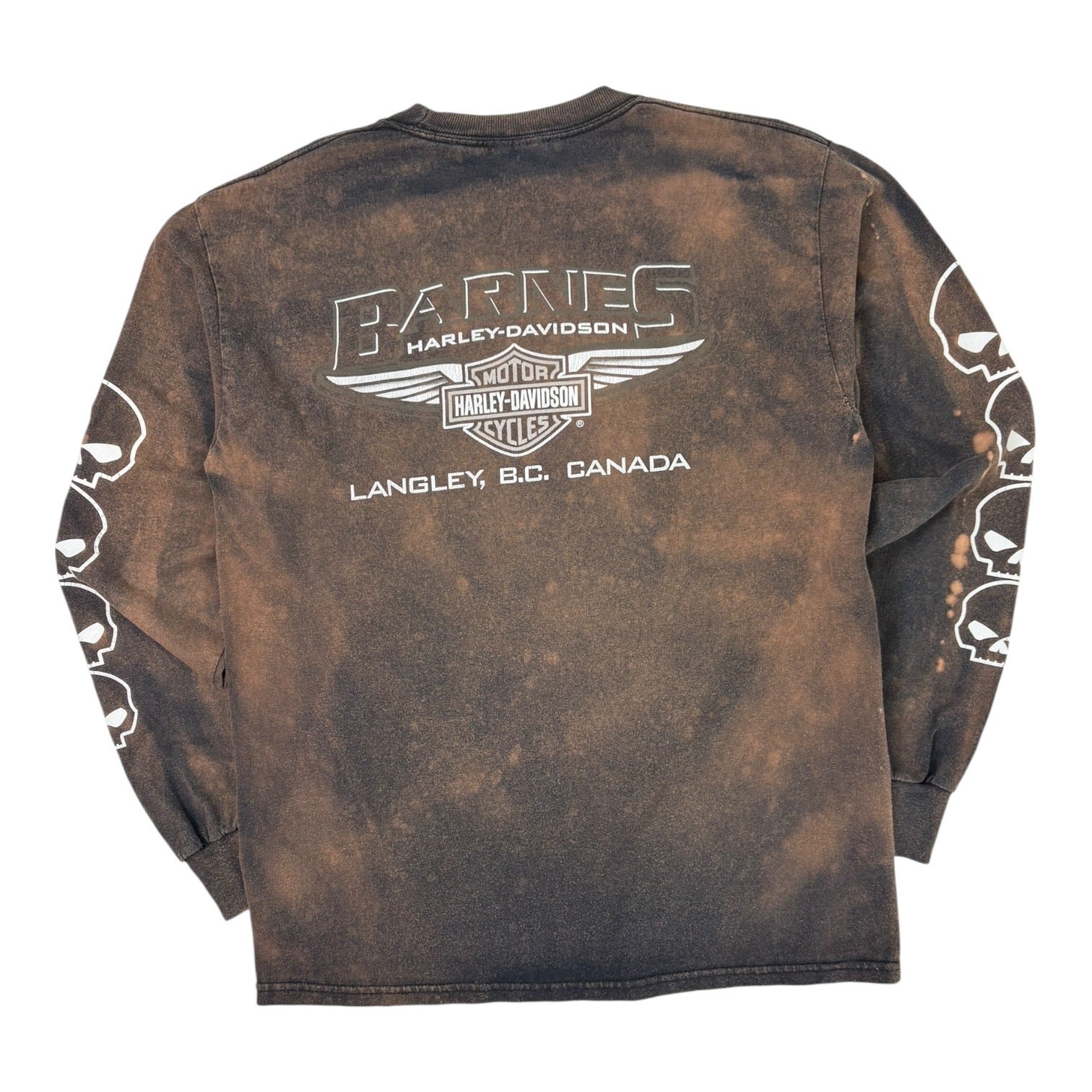 Vintage Harley Davidson of Langley, B.C, Canada Long Sleeve T-Shirt Acid Wash