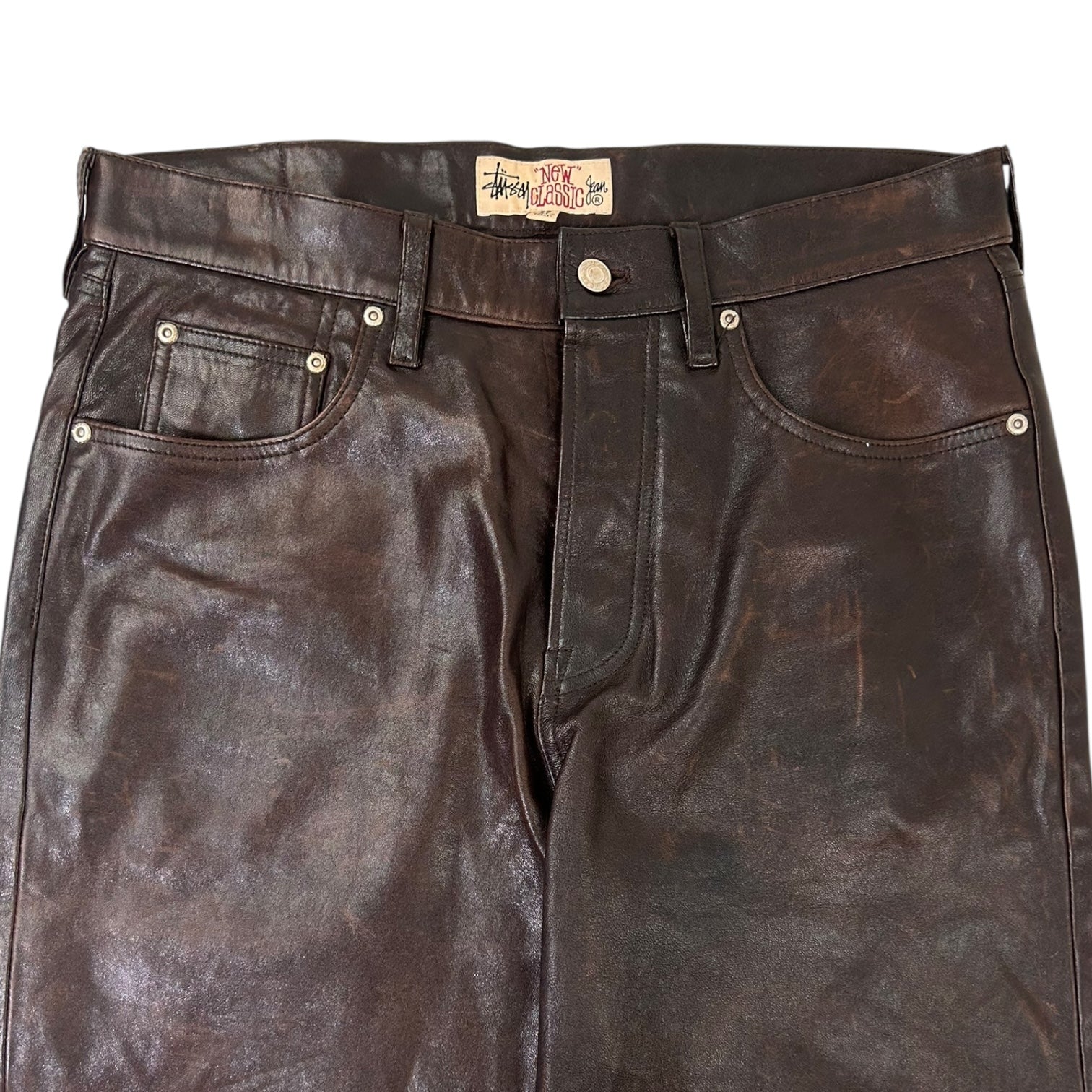 Stussy New Classic Leather Pants Brown