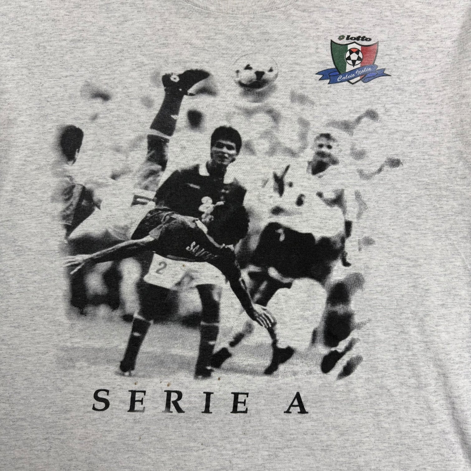 Vintage Lotto Italy Serie A Soccer Tee Grey