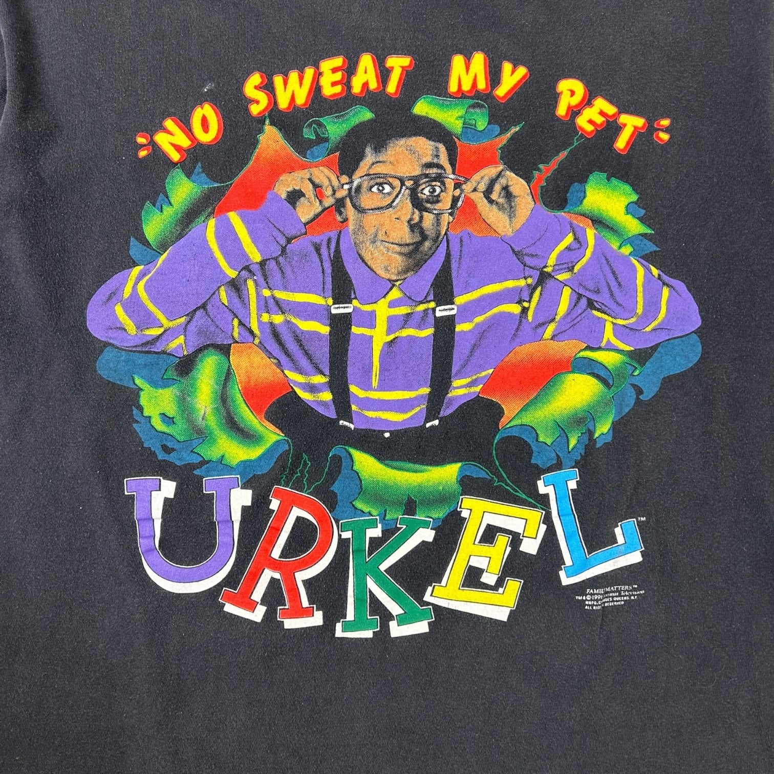 Vintage 1990 Urkel No Sweat My Pet T-Shirt Black