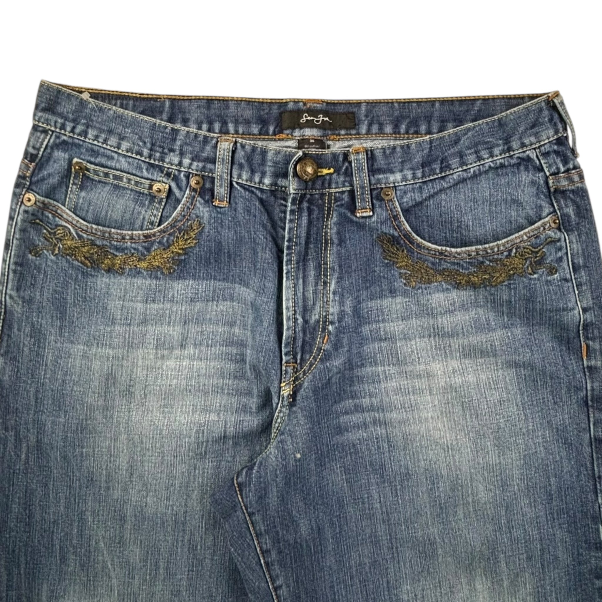 Vintage Y2K Sean Jon Embroidered Pants Navy Blue
