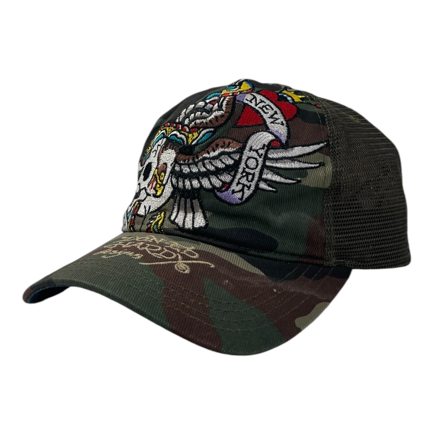 Vintage Y2K Ed Hardy Snap Back Hat Camo