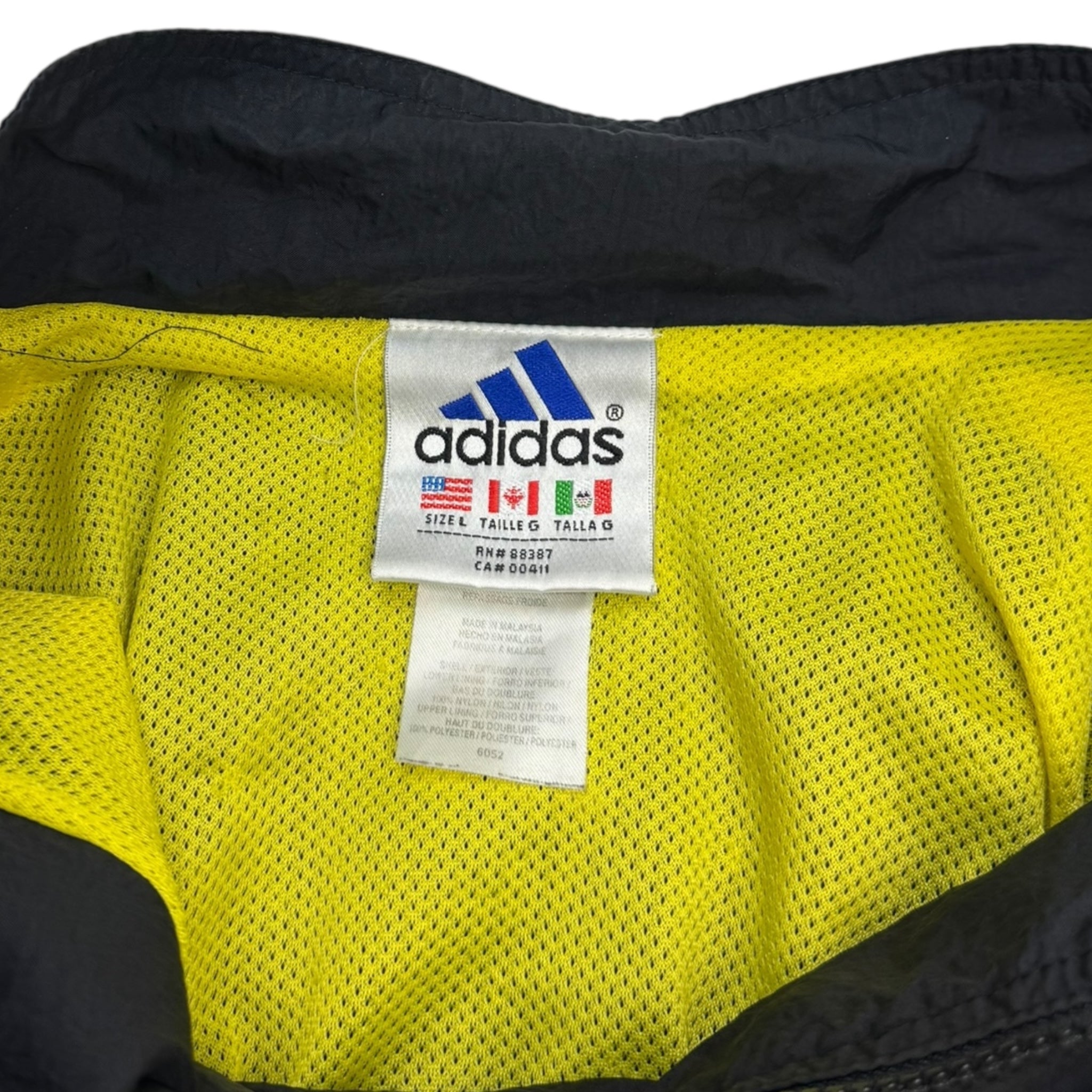 Vintage Adidas Vented Windbreaker Black/Yellow