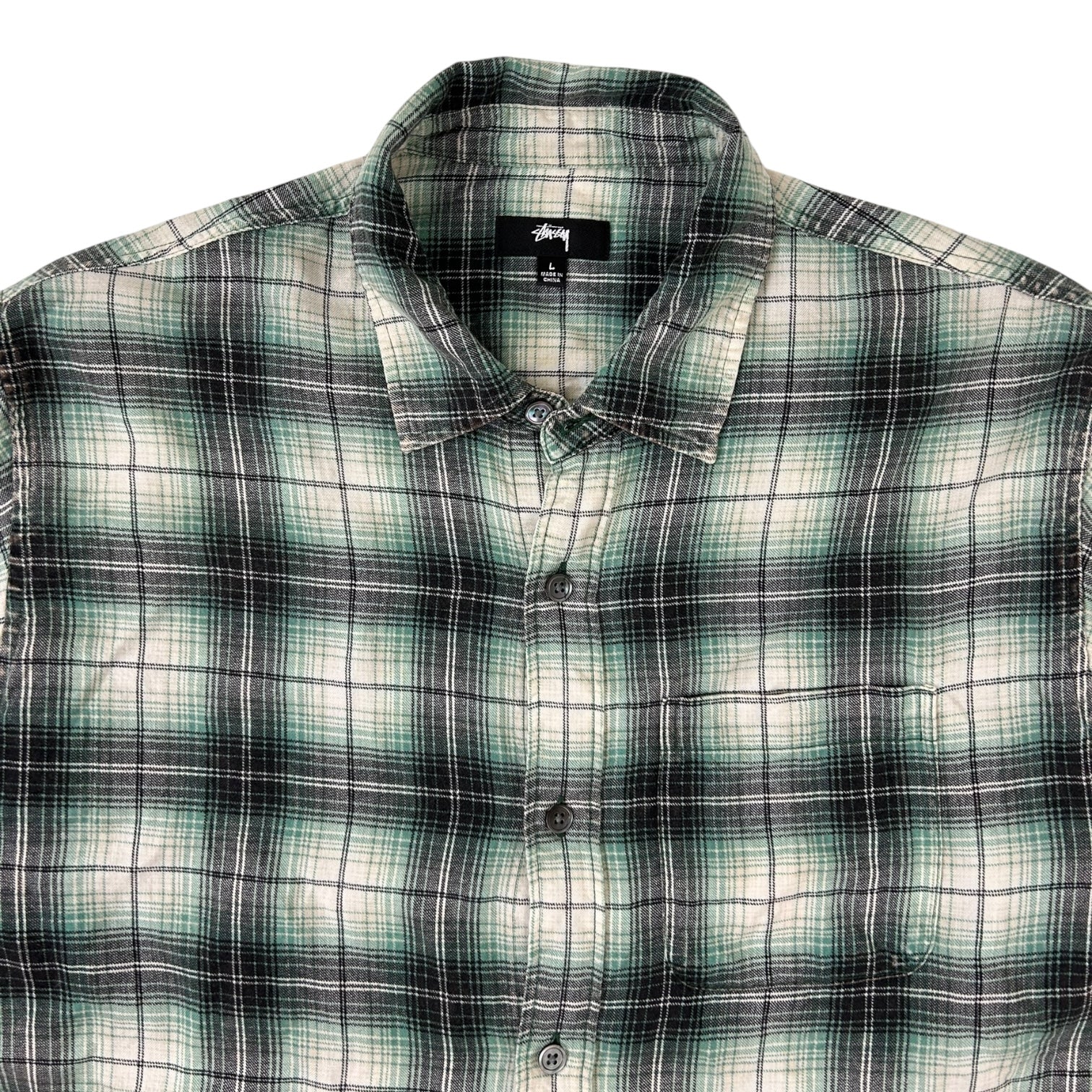 Stussy Matthew Printed Plaid Long Sleeve Green/White