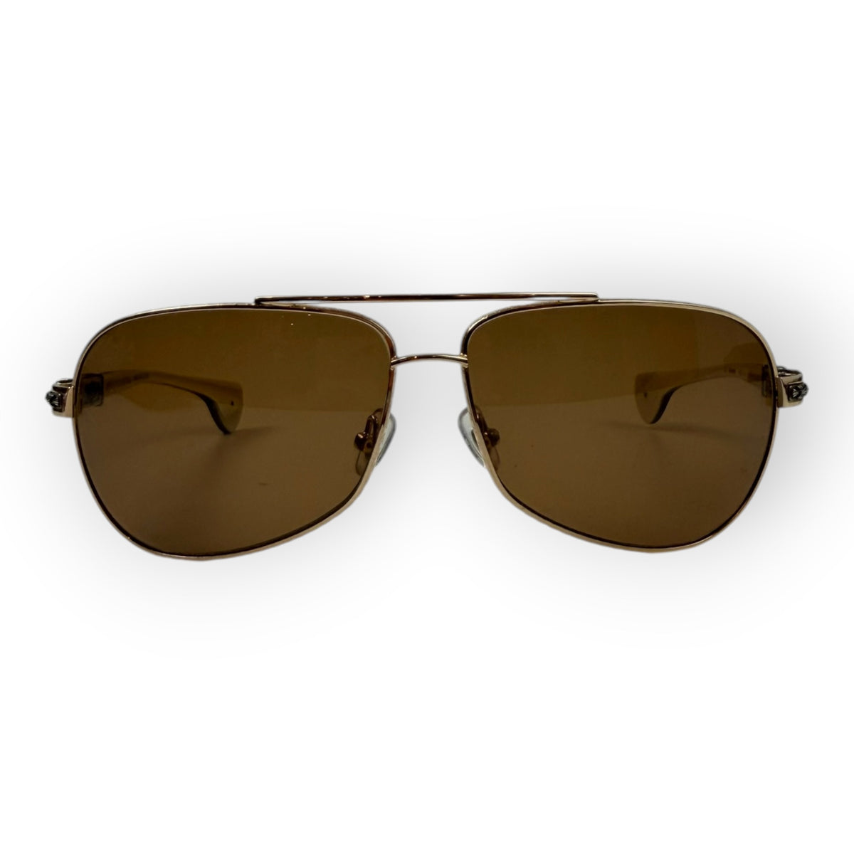 Chrome Hearts The Beast Cross Aviator SunGlasses White/Gold