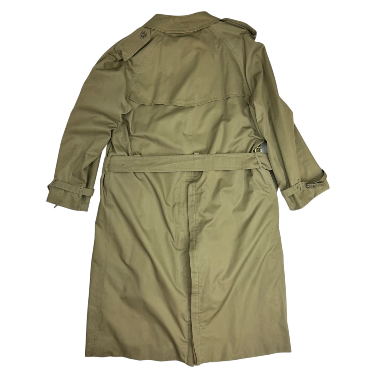 Vintage Burberrys Wool Lined Nova Check Pattern Trench Coat Olive Green