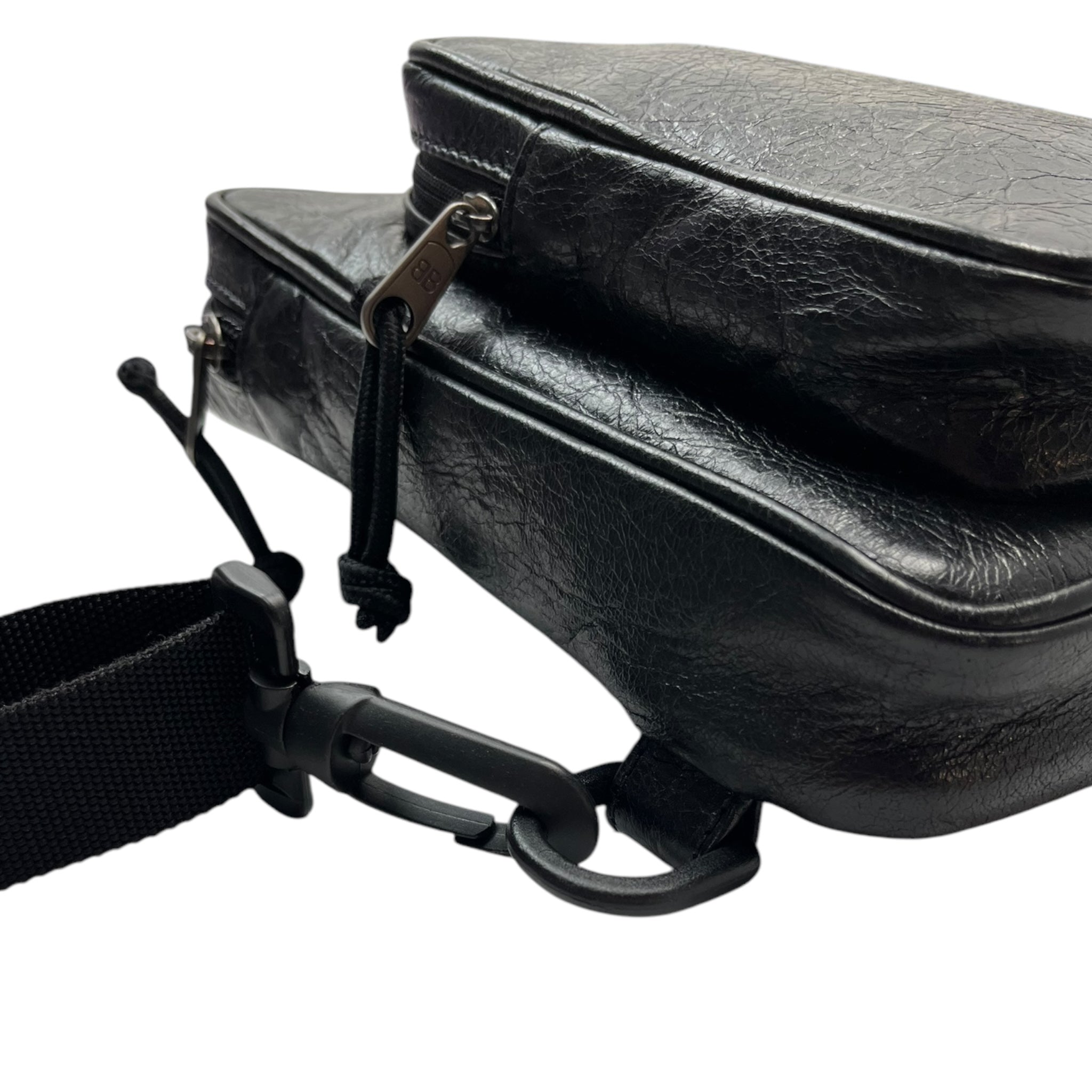 Balenciaga Explorer Crossbody Messenger Bag in Black Lambskin