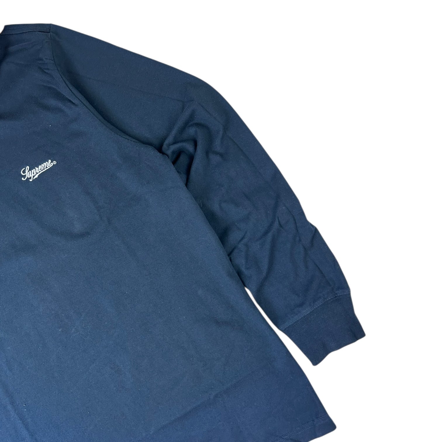 Supreme Contrast Hooded Long Sleeve Pink/Navy