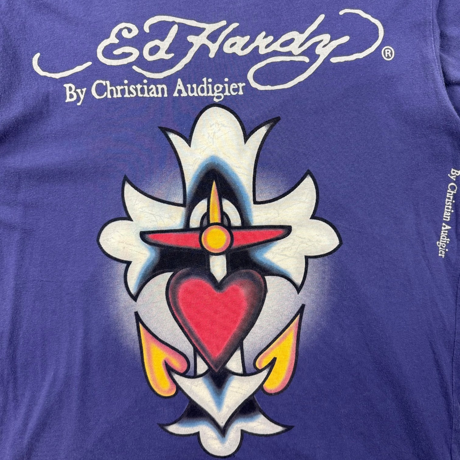 Vintage Y2K Ed Hardy By Christian Audigier Heart Tee Purple