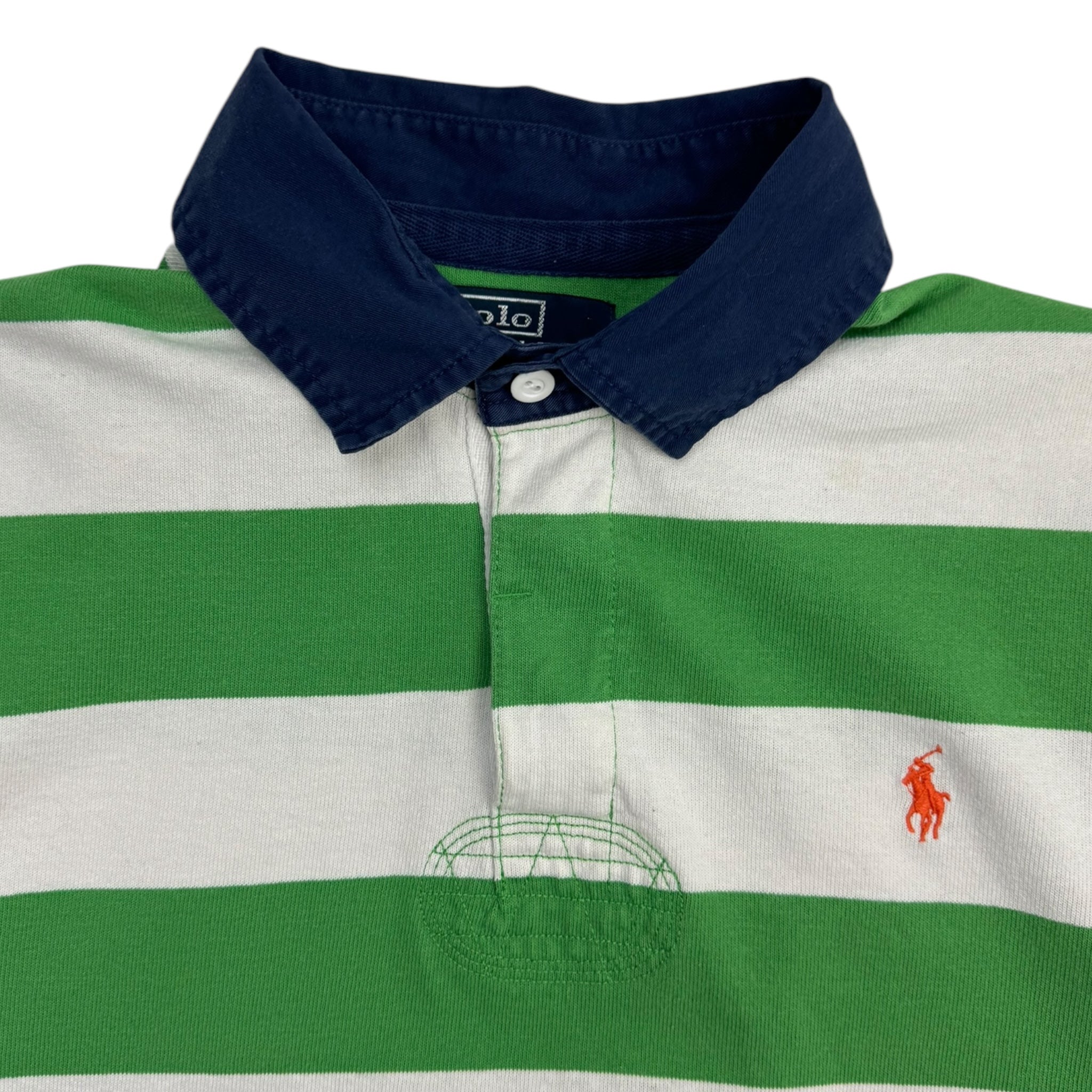 Vintage Polo Ralph Lauren Striped Collared Rugby Green