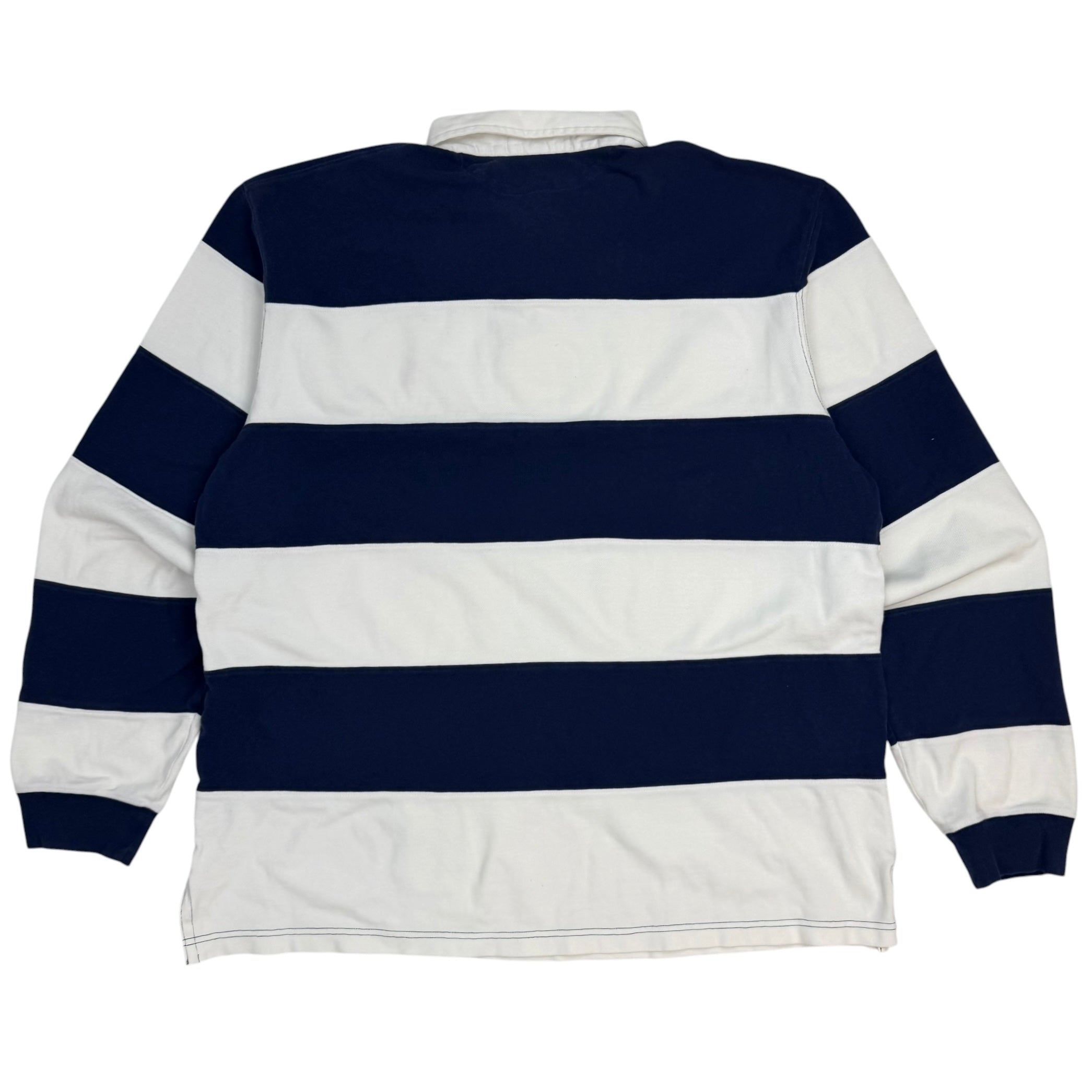 Vintage Polo Ralph Lauren Striped Rugby Longsleeve Polo Navy/White