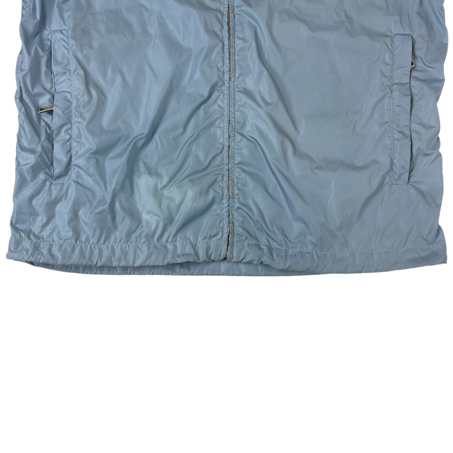 Prada Logo Plate Hooded Vest Baby Blue