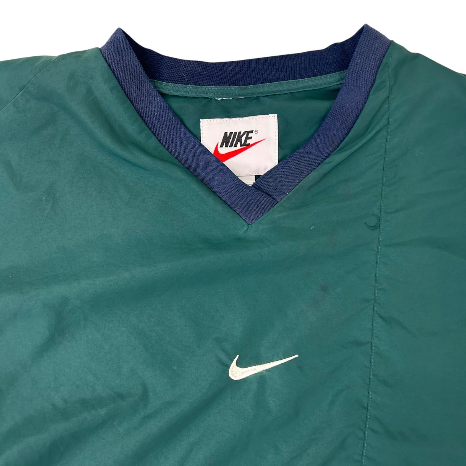 Vintage Nike Centre Swoosh V-Neck Long Sleeve Windbreaker Green
