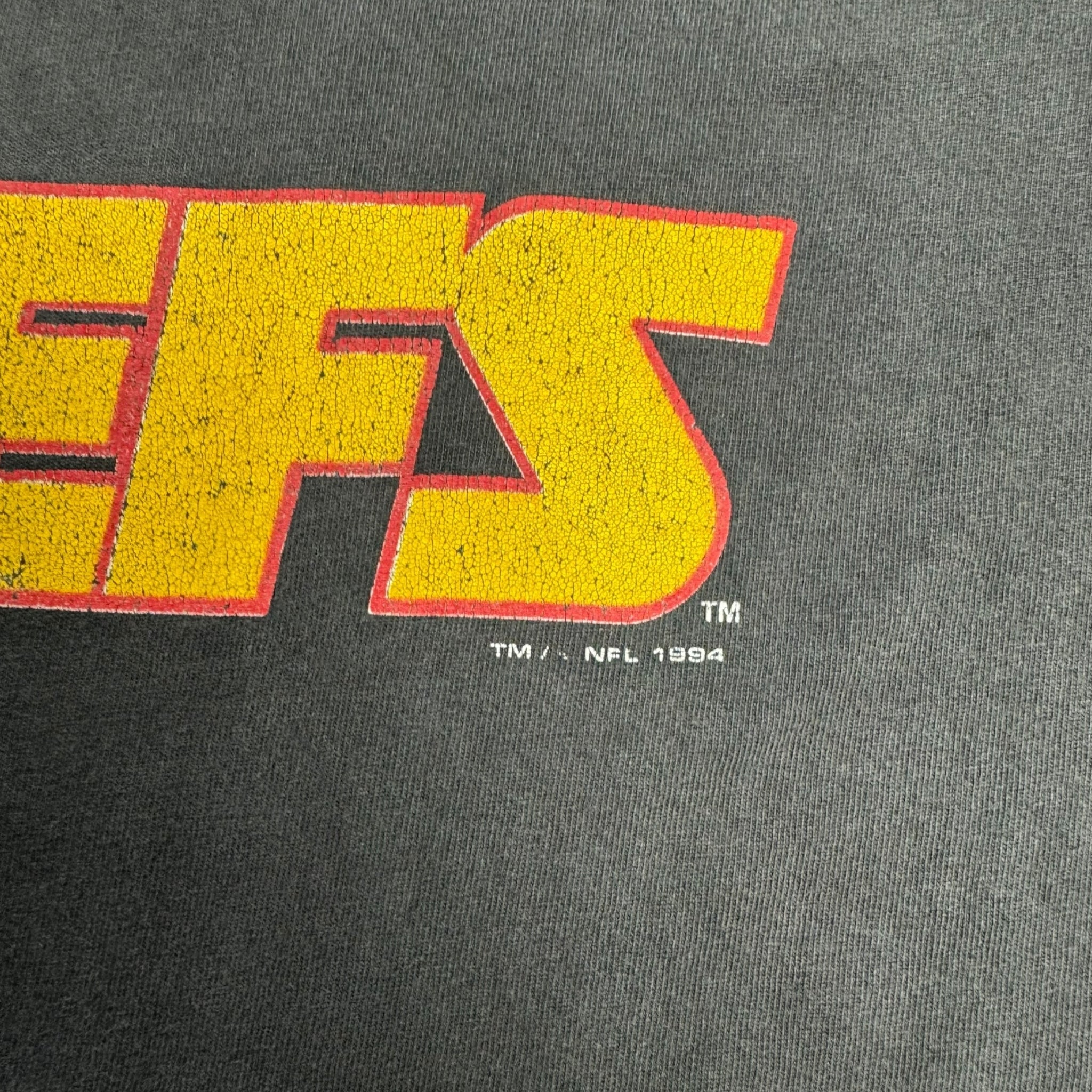 1994 Kansas City Chiefs T-Shirt Faded Black