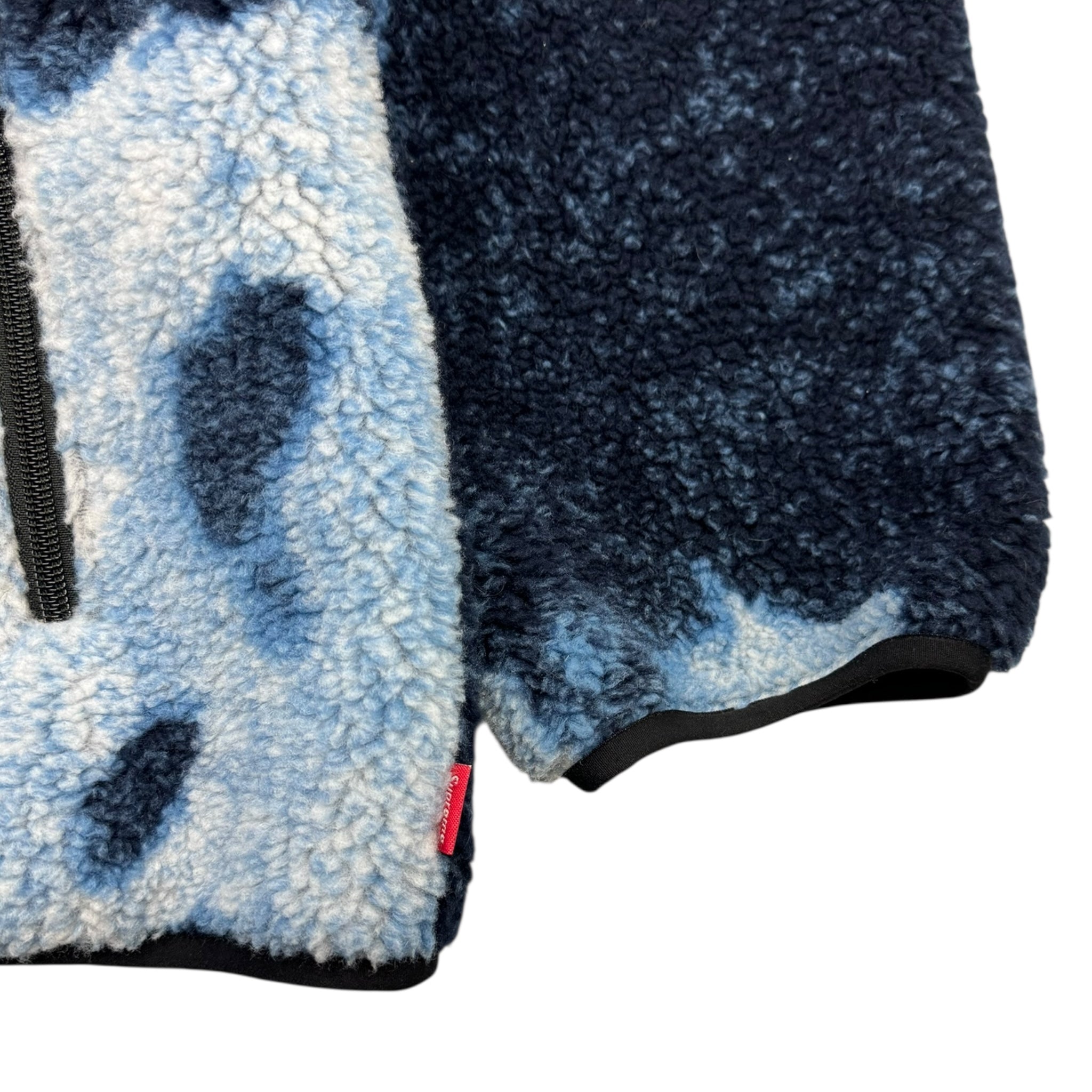 Supreme The North Face Bleached Denim Print Fleece Jacket Indigo