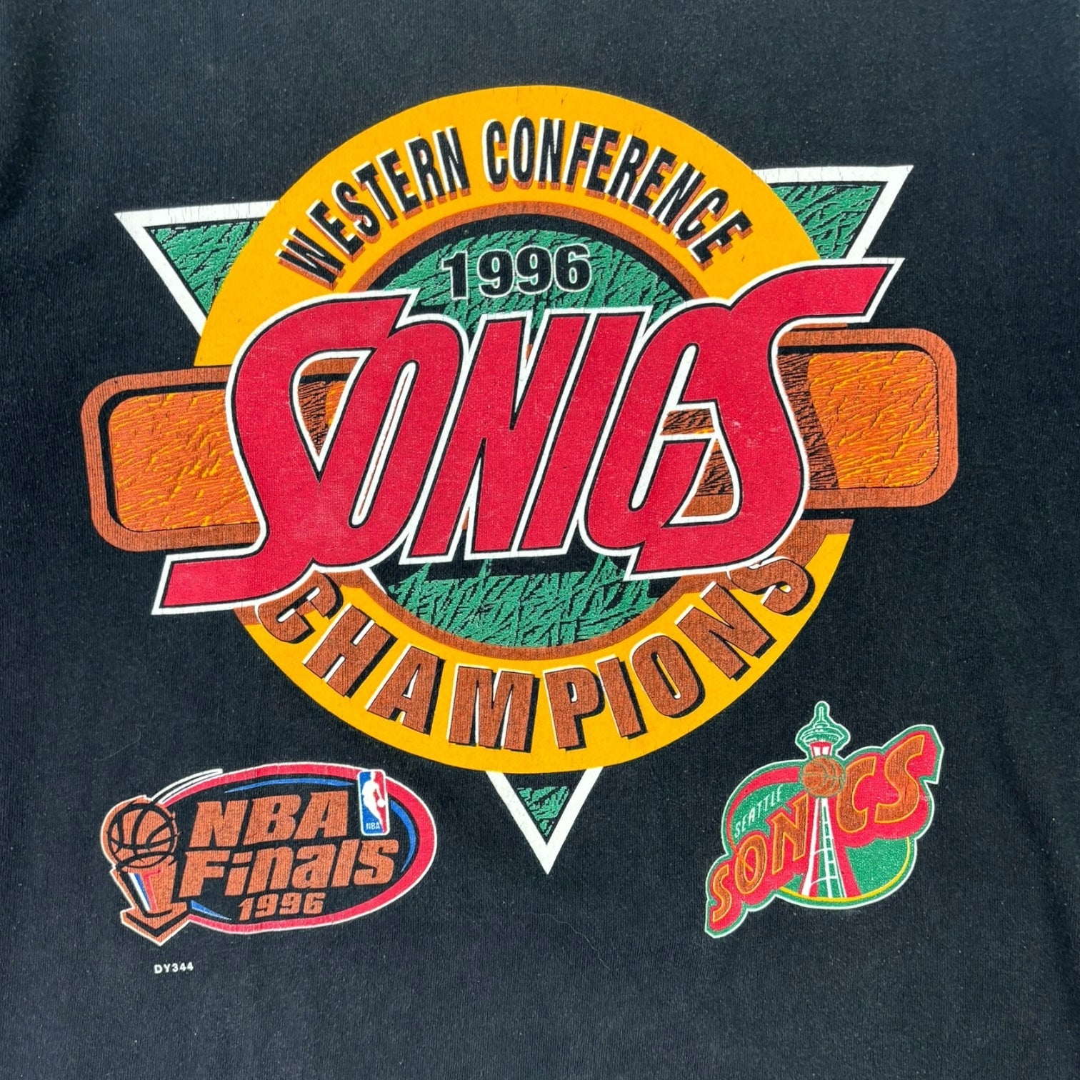 Vintage 1996 Seattle Sonics Western Conference NBA Finals T-Shirt Black