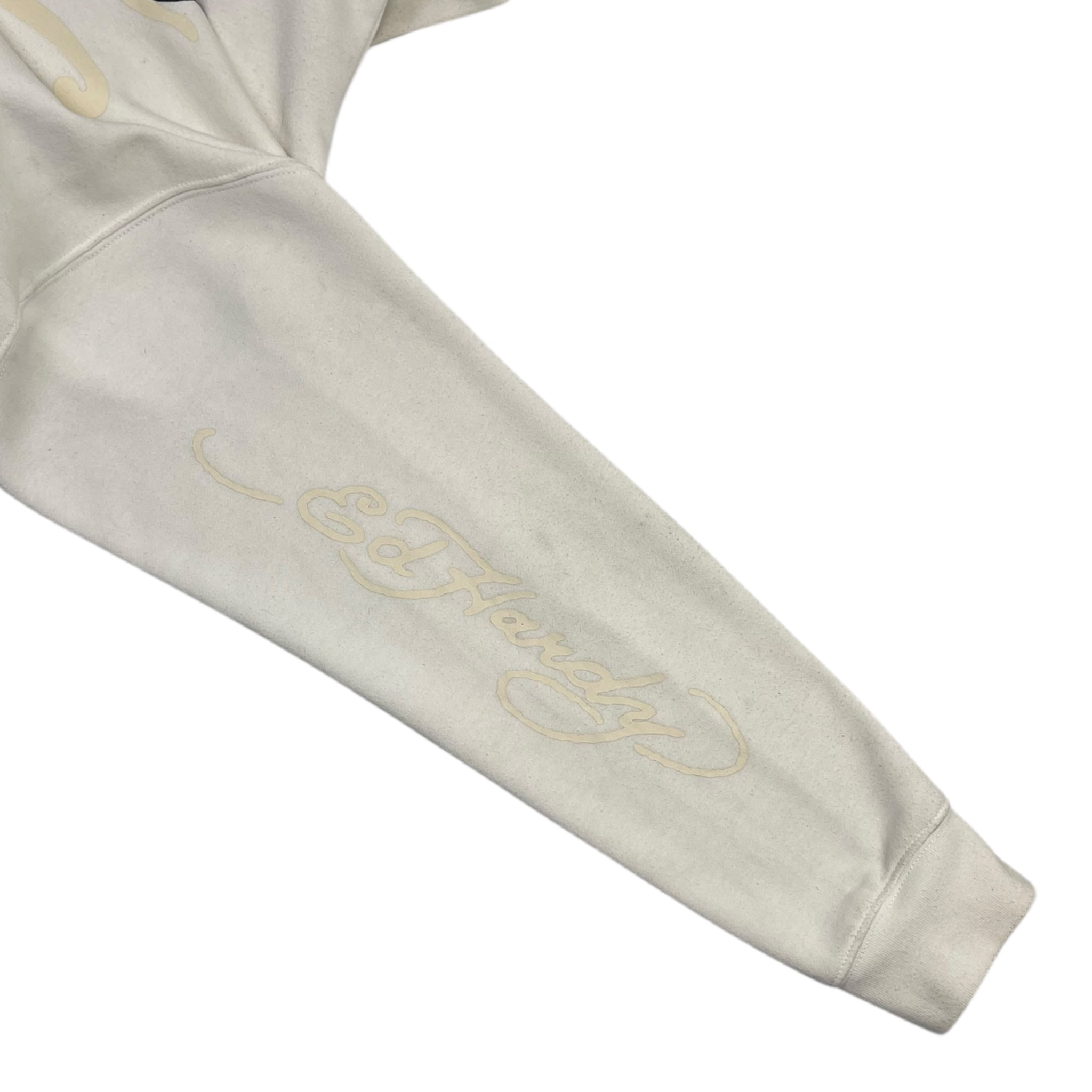 Ed Hardy Gothic Font Dragon Hoodie White