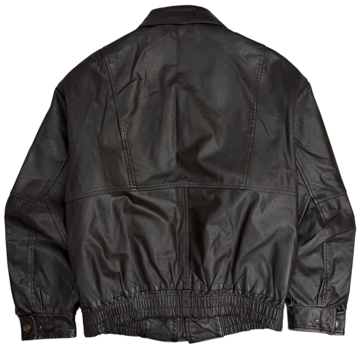 Vintage Leather Bomber Jacket Brown