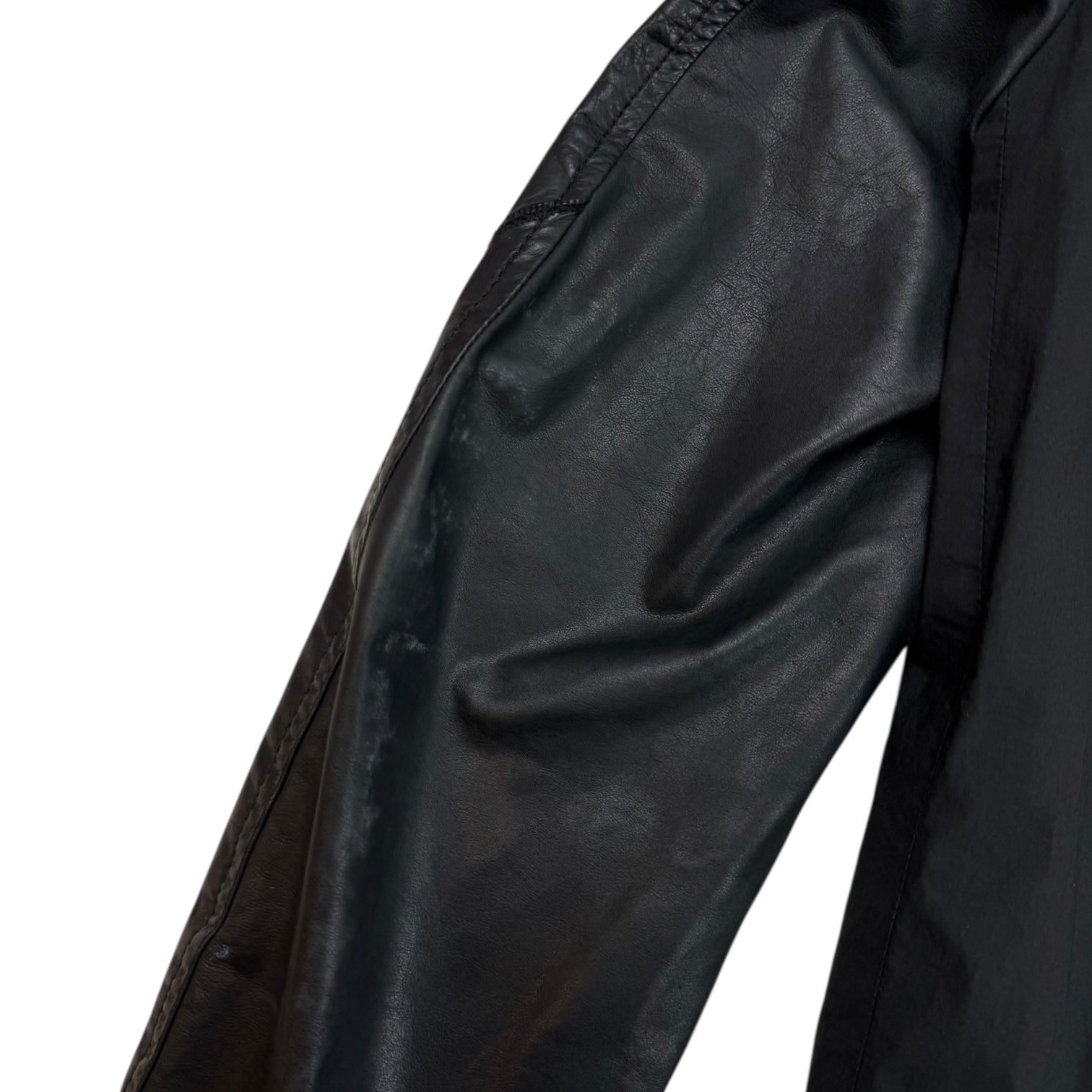 Rick Owens Drkshdw Olmar and Mirta Leather Sleeves Jacket Black