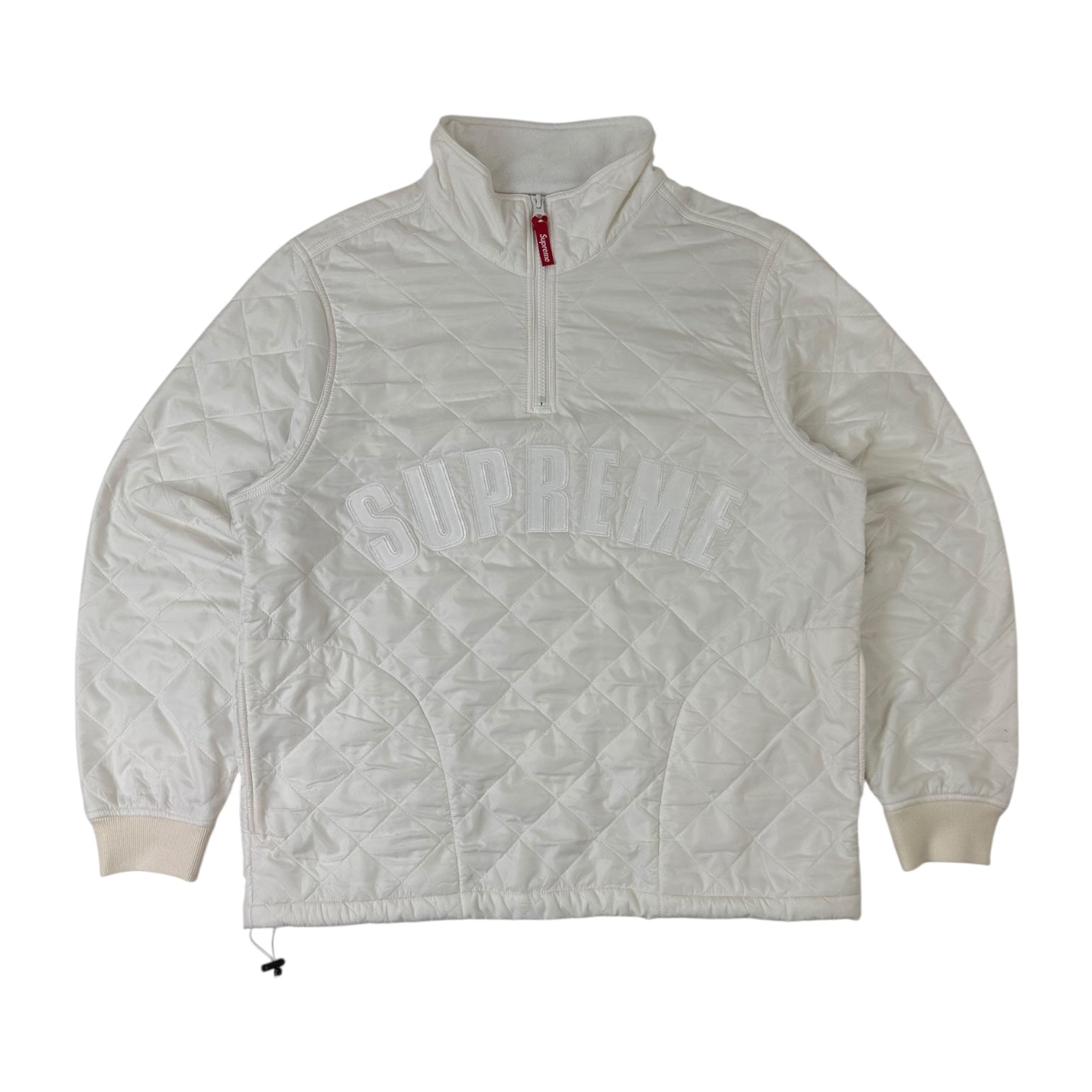 Supreme Arc Logo Quilted Quarter Zip Up White