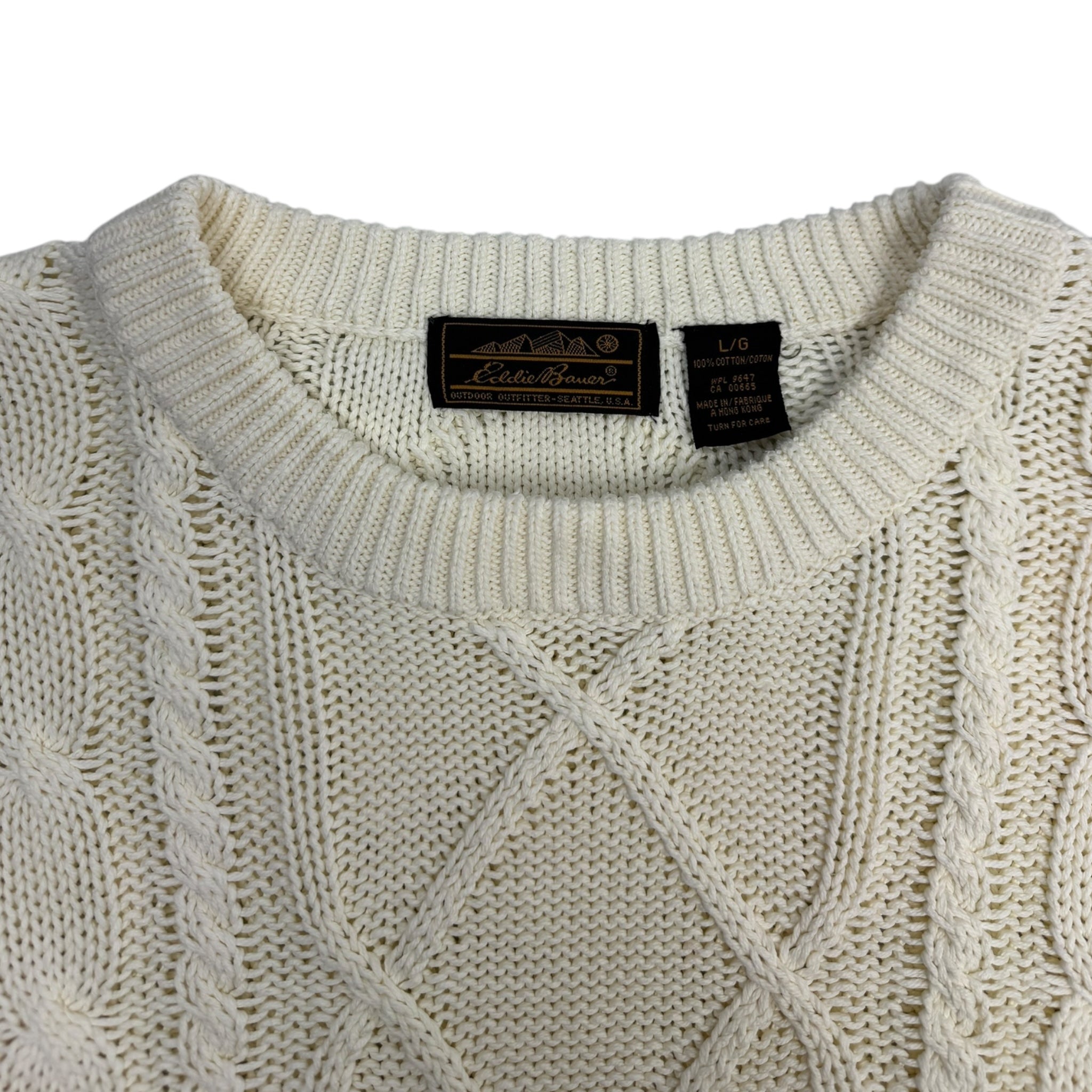 Vintage Eddie Bauer Cable Knit Angel White