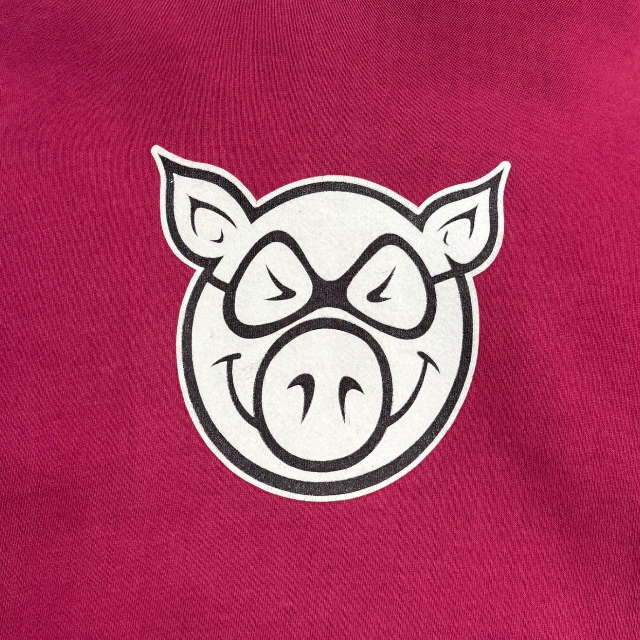 Vintage Y2K Pig Wheels Skateboard Hoodie Burgundy