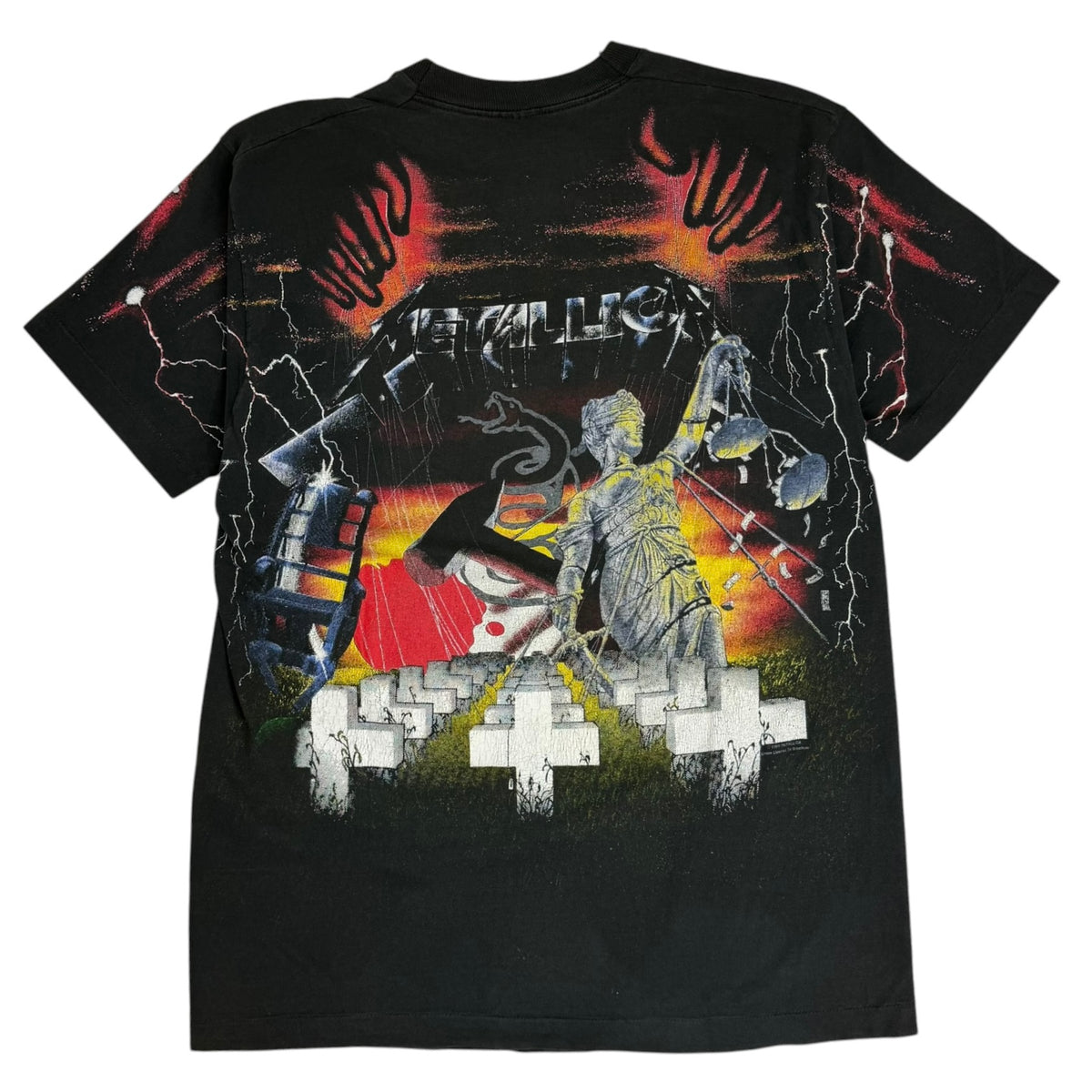 1991 Metallica Album Collage All Over Print Tee Black