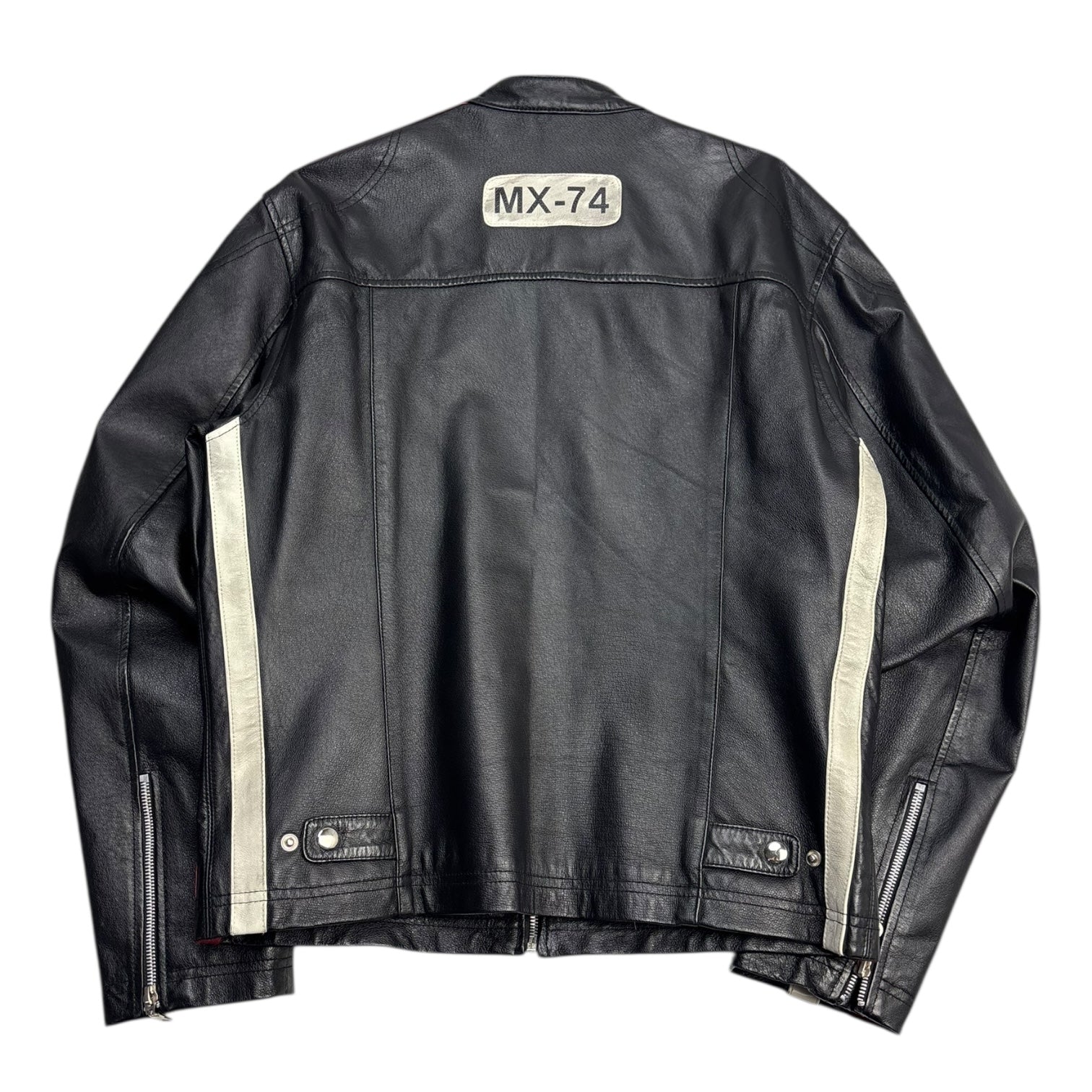 Vintage Striped Leather Motorcycle Jacket