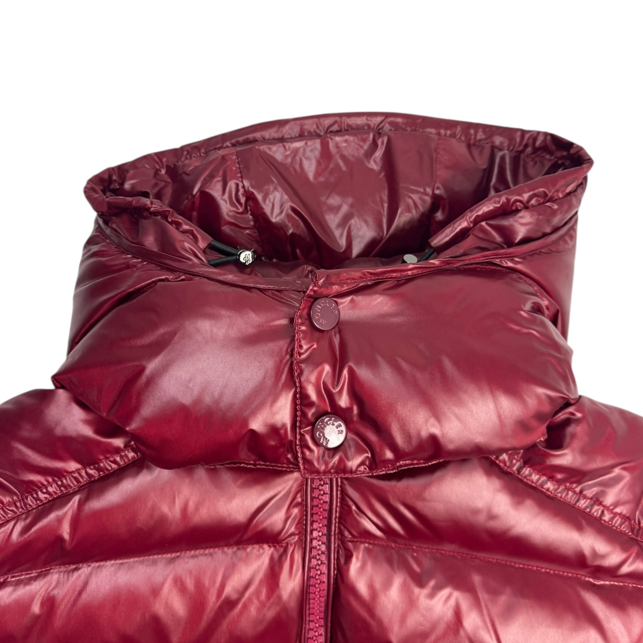Moncler Maya Hooded Puffer Jacket Burgundy