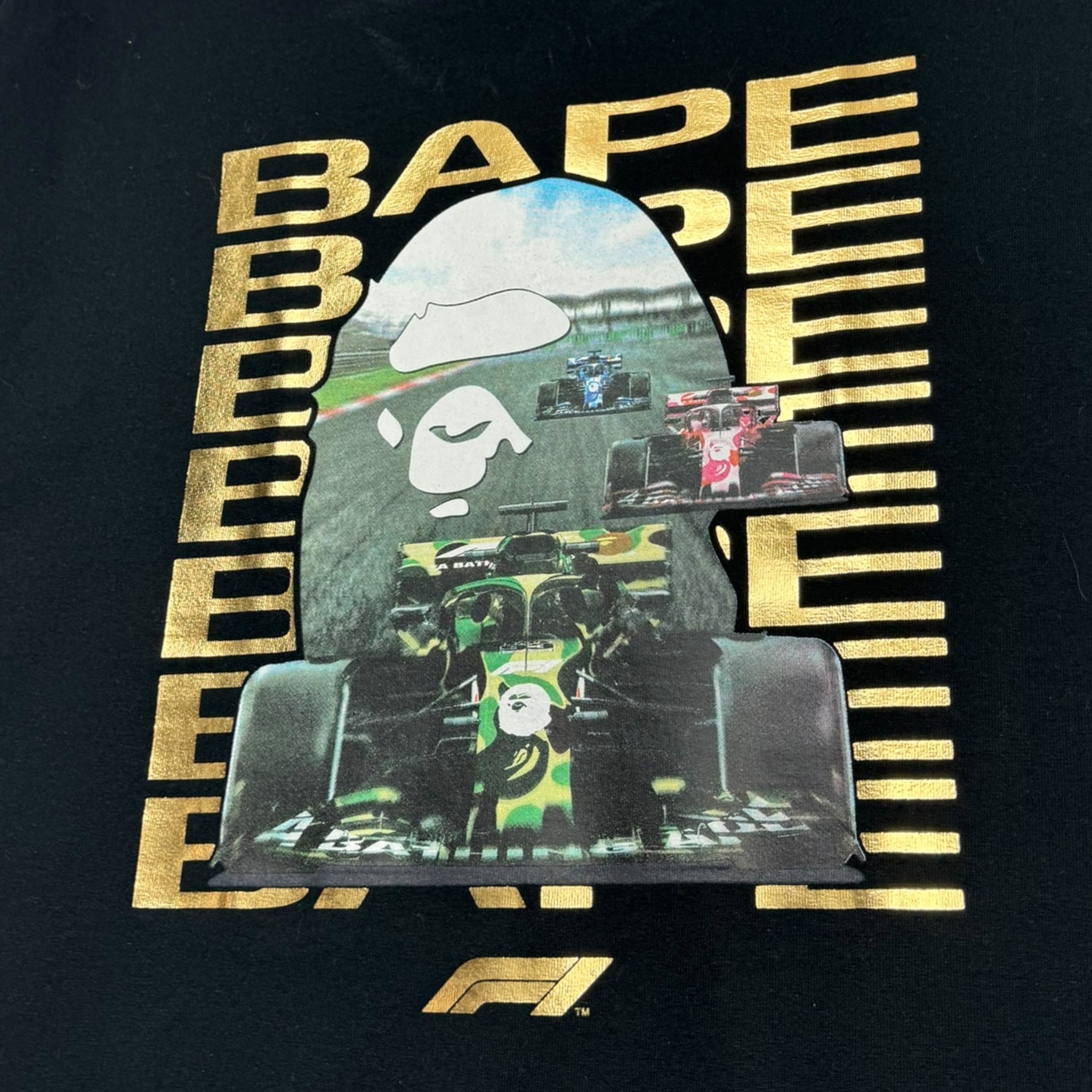 BAPE x F1 Photo Ape Head Tee Black