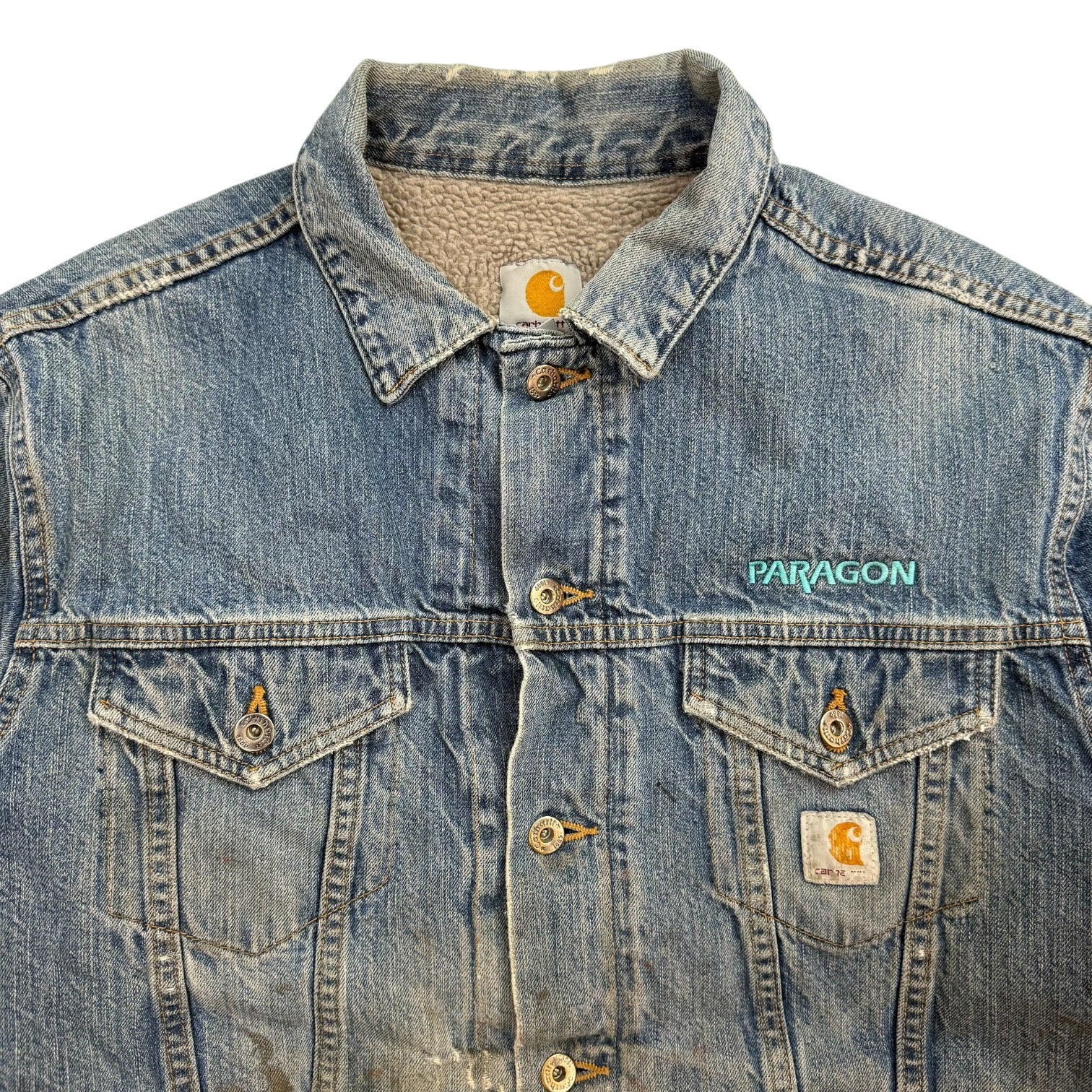 Vintage Carhartt Sherpa Lined Denim Jacket Blue