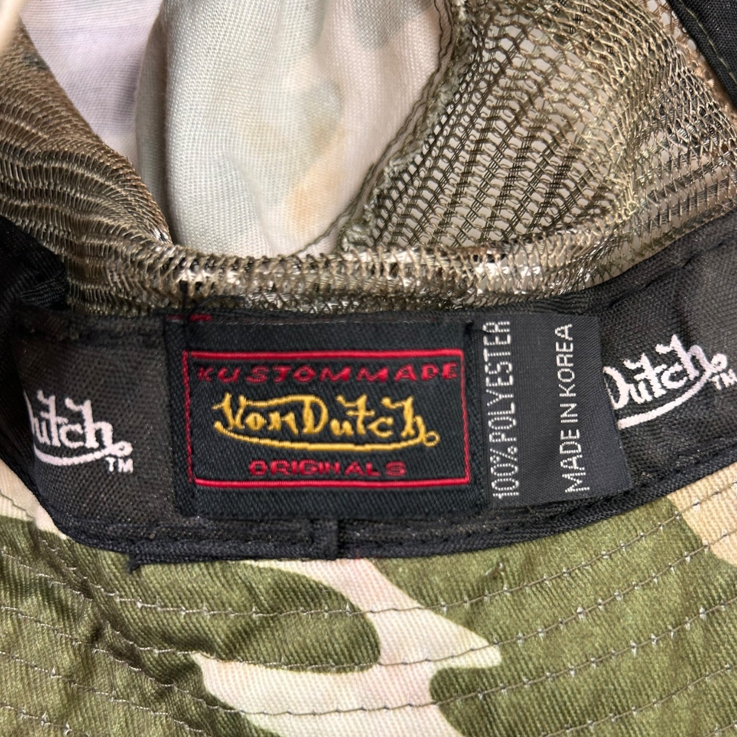 Vintage Y2K Von Dutch Bucket Hat Camo