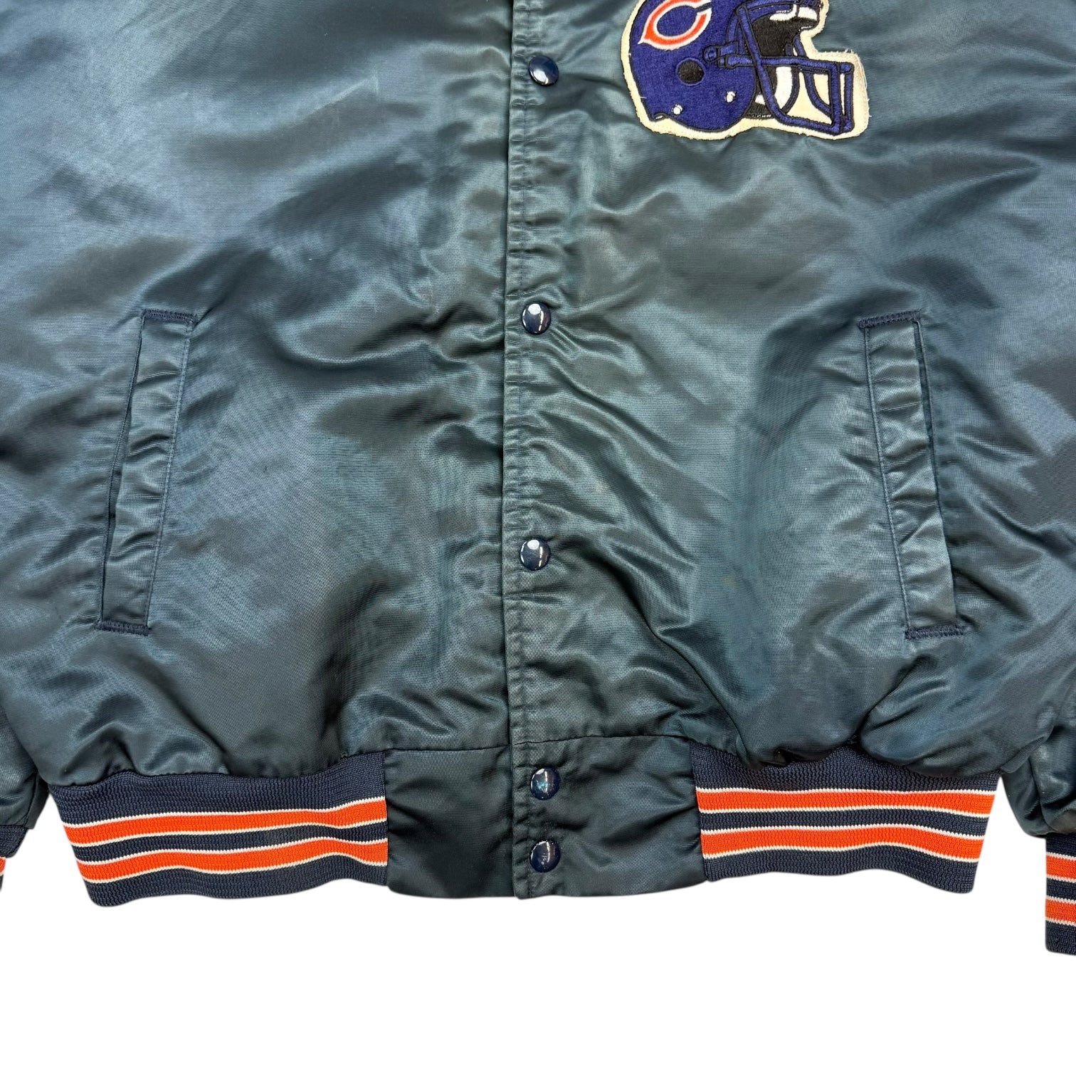 Vintage Chicago Bears Satin Bomber Jacket Black
