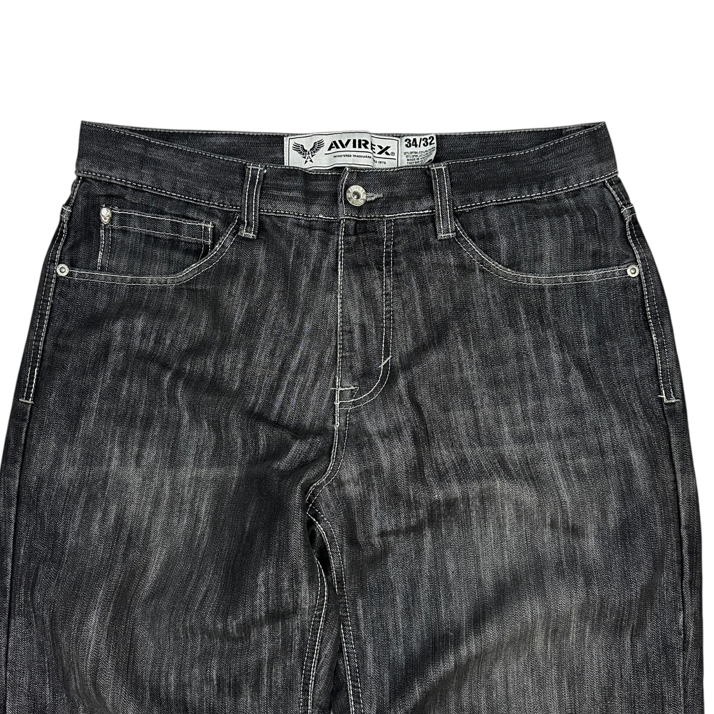 Vintage Y2K Avirex Embroidered Denim Washed Black