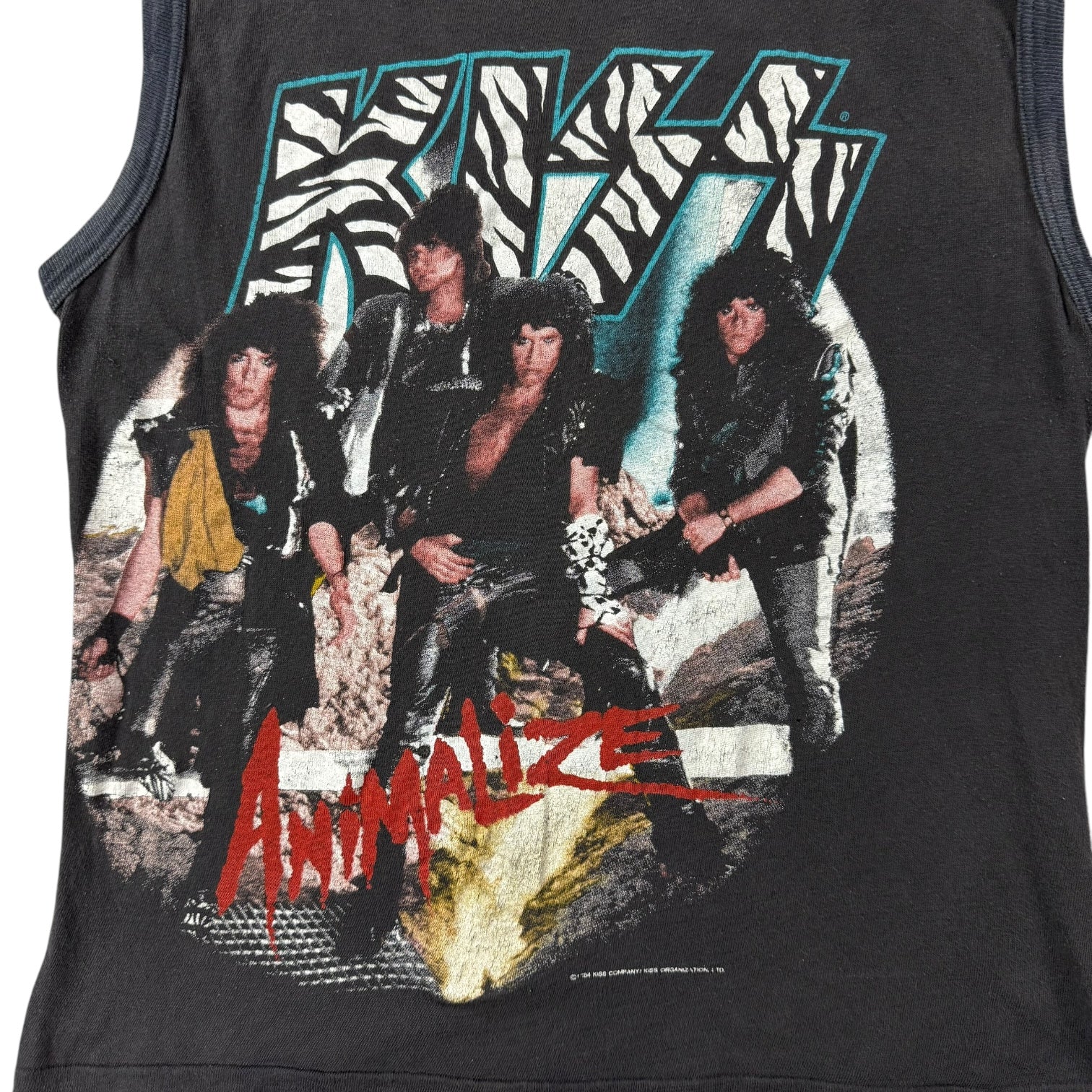 1984 Kiss Animalize Tank Top Faded Black