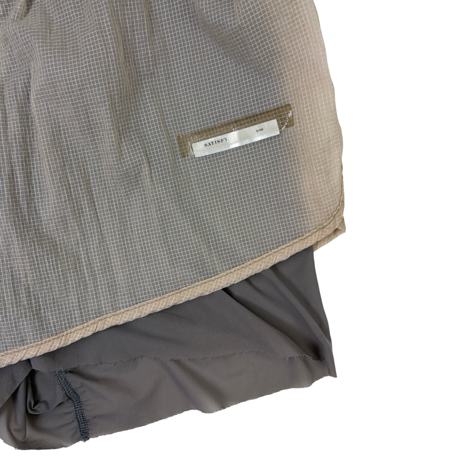 Satisfy x Runners World Tech Silk 3” Trail Shorts Beige/Grey
