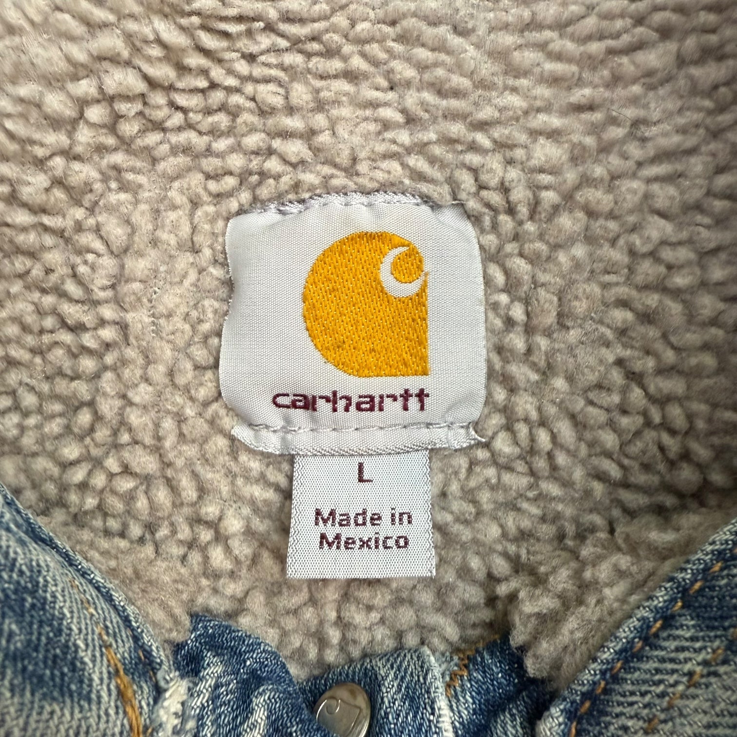 Vintage Carhartt Sherpa Lined Denim Jacket Blue