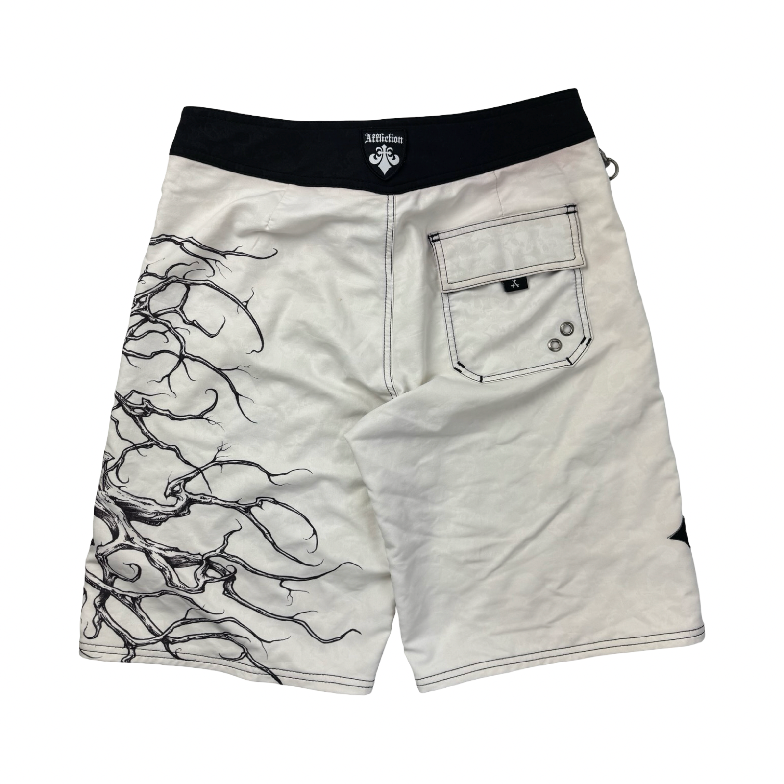 Vintage Y2K Affliction Cross Skeleton Board Shorts