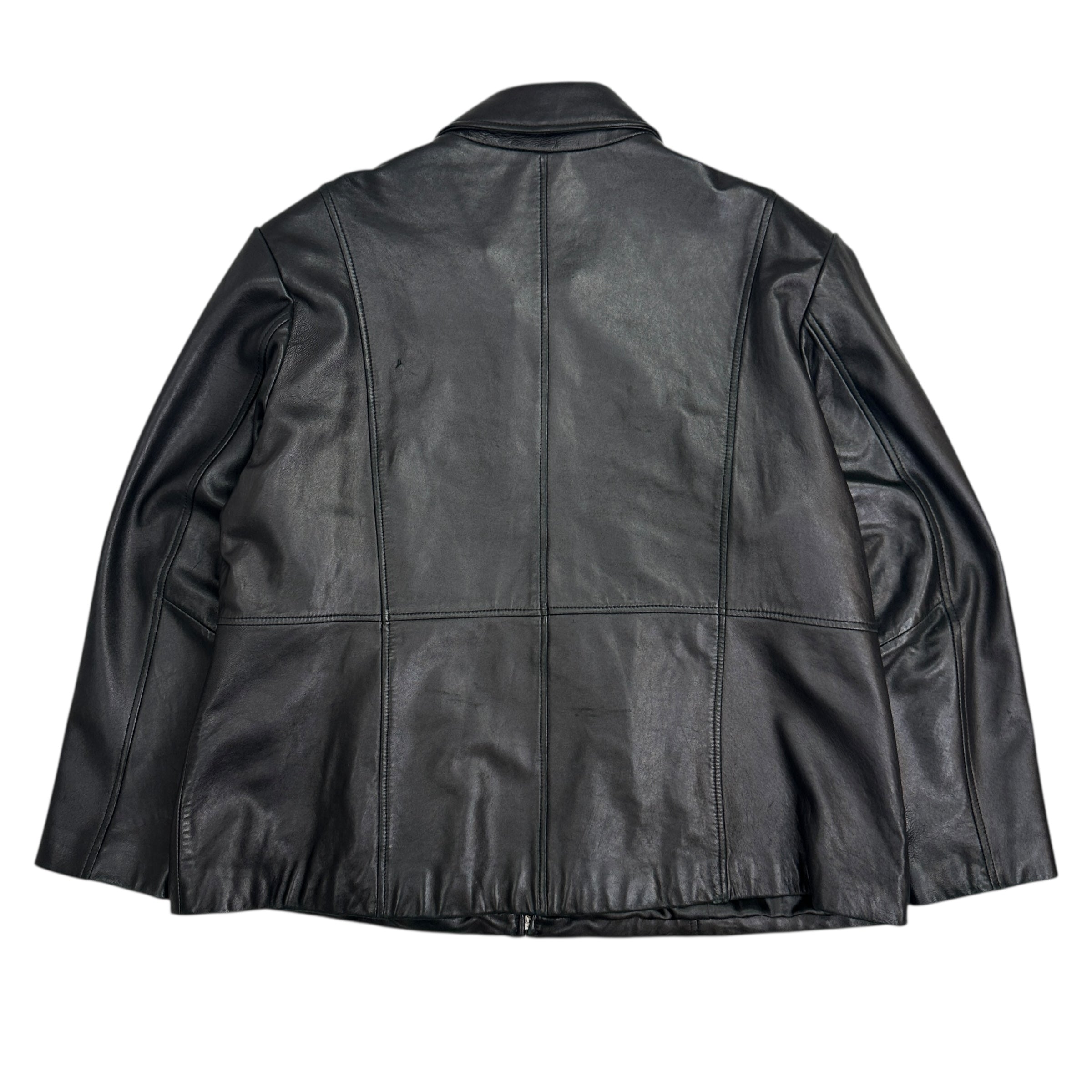 Vintage Women’s Leather Tench Coat Black