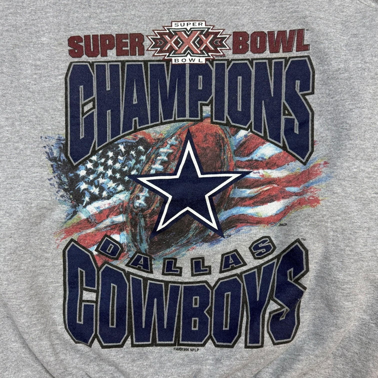 1996 Dallas Cowboys Super Bowl XXX Champions Crewneck Grey