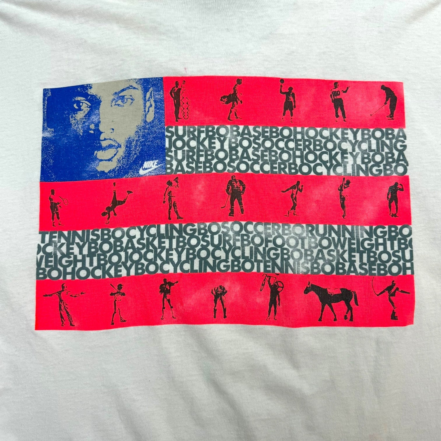 1990s Nike Bo Jackson Multi Sport American Flag Tee White