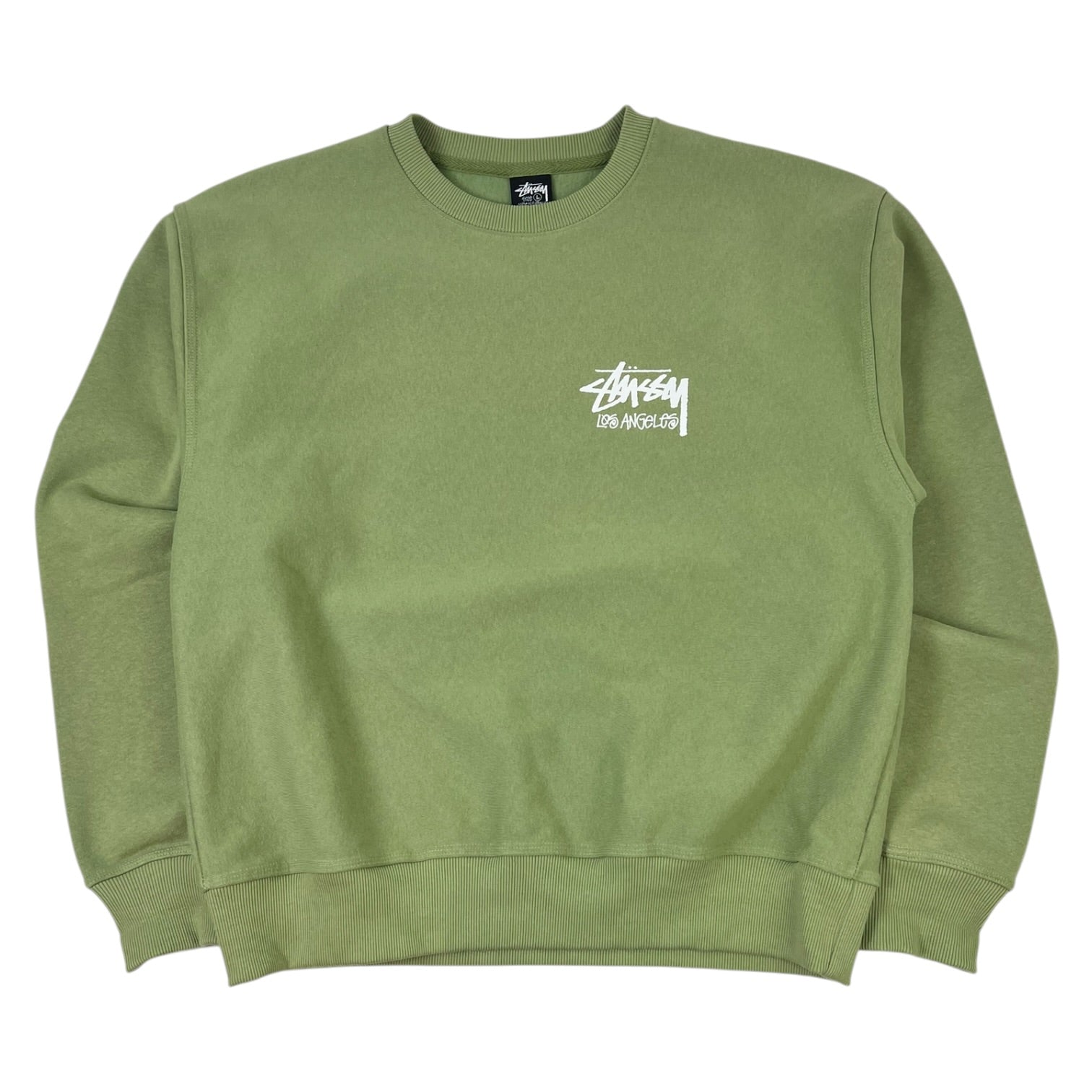 Stüssy Stock Los Angeles Crew Sweatshirt Green Moss