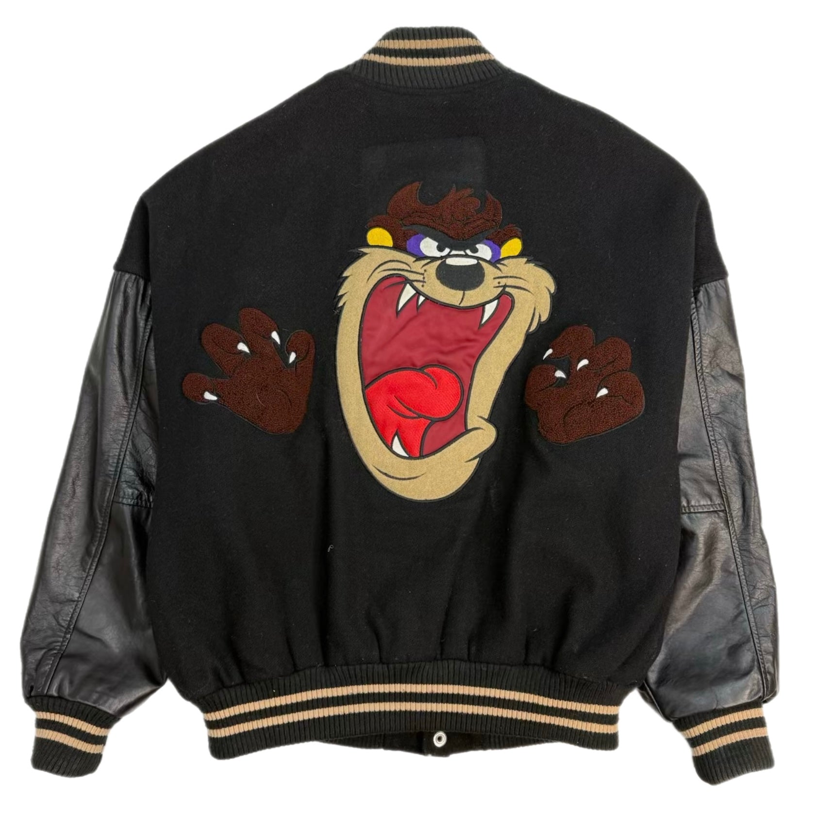 1990 Looney Tunes Taz Varsity Jacket Black